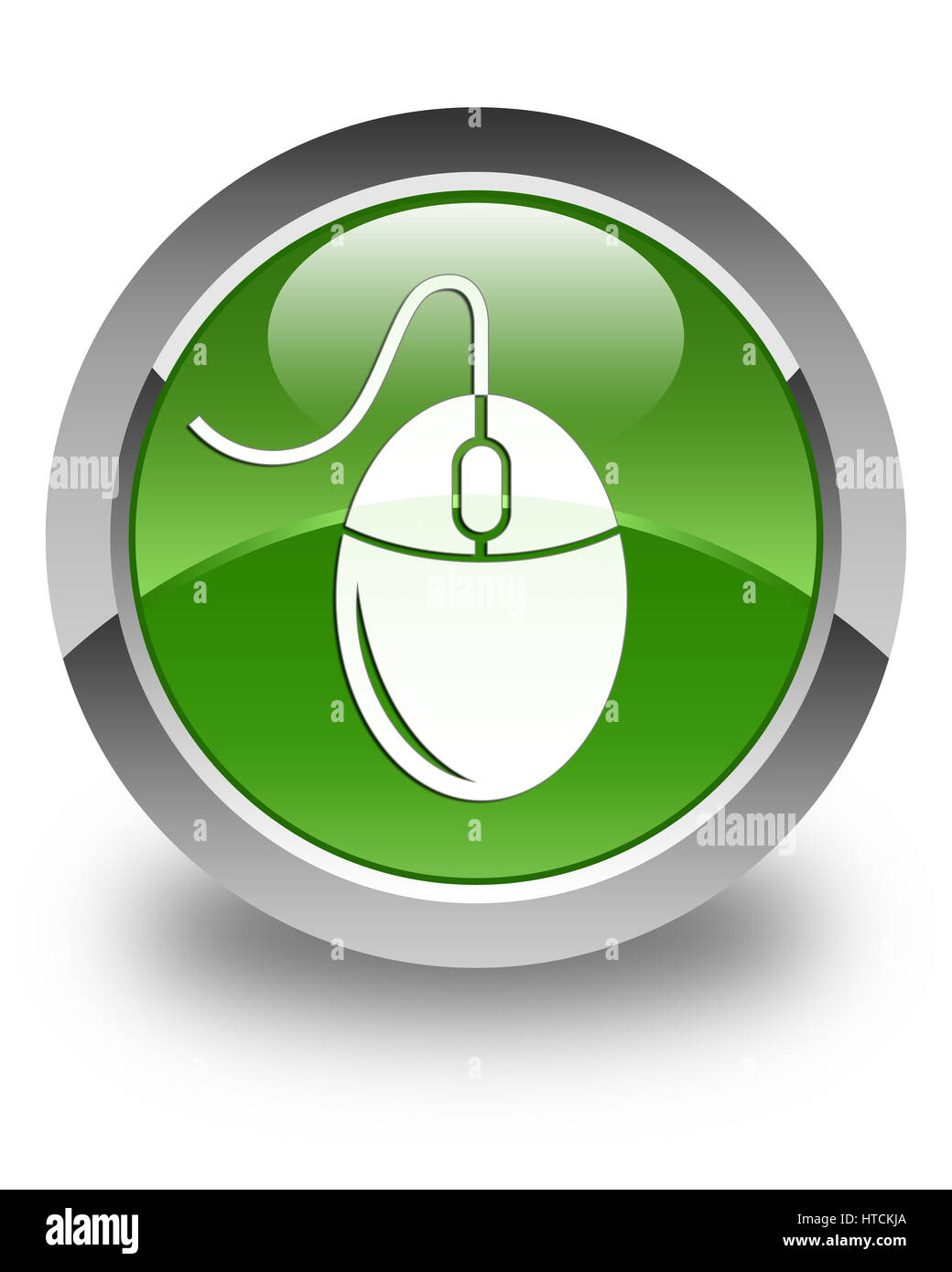 Mouse icon isolated on glossy soft green round button abstract illustration Stock Photo