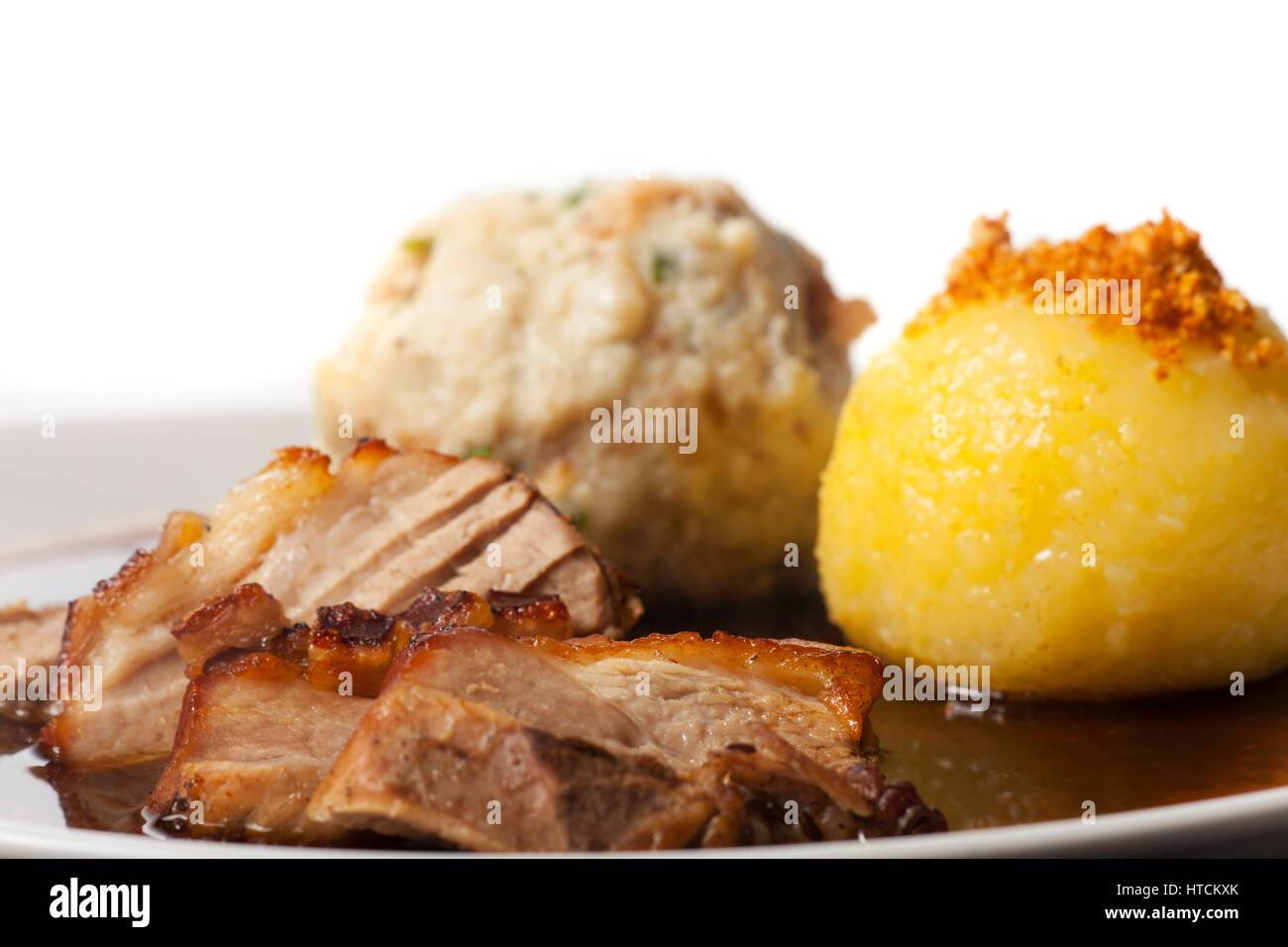 bavarian roasted pork with dumplings Stock Photo Alamy