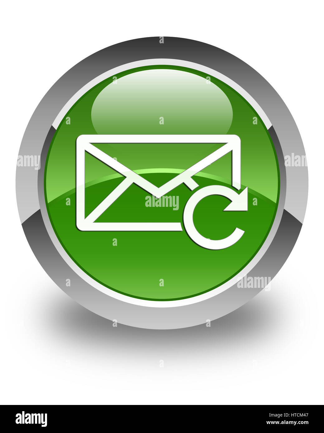 Refresh email icon isolated on glossy soft green round button abstract ...