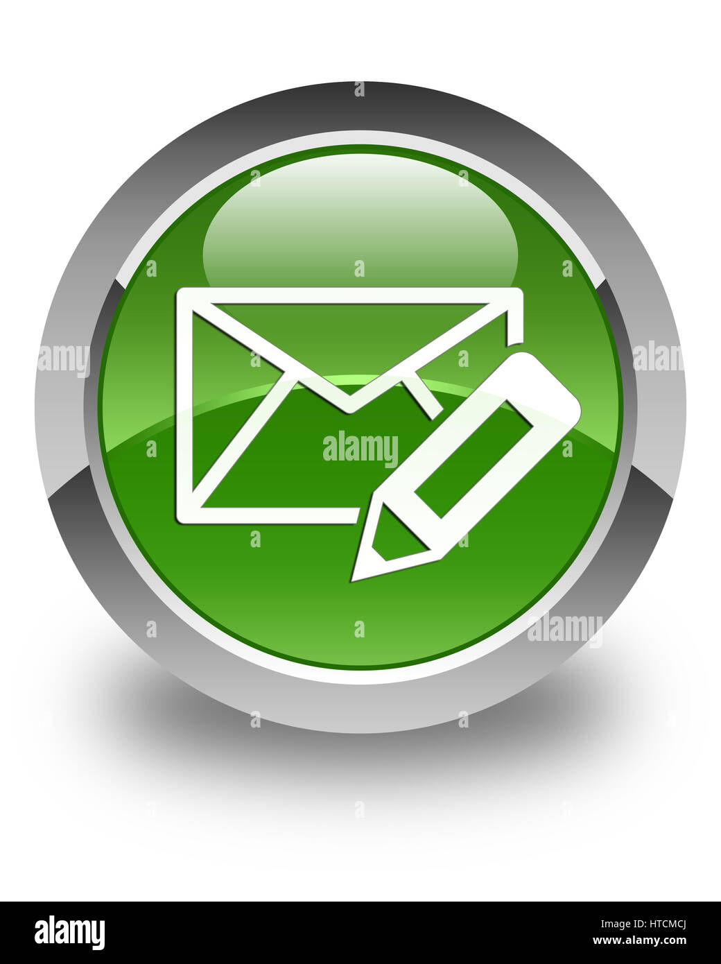 Edit email icon isolated on glossy soft green round button abstract ...