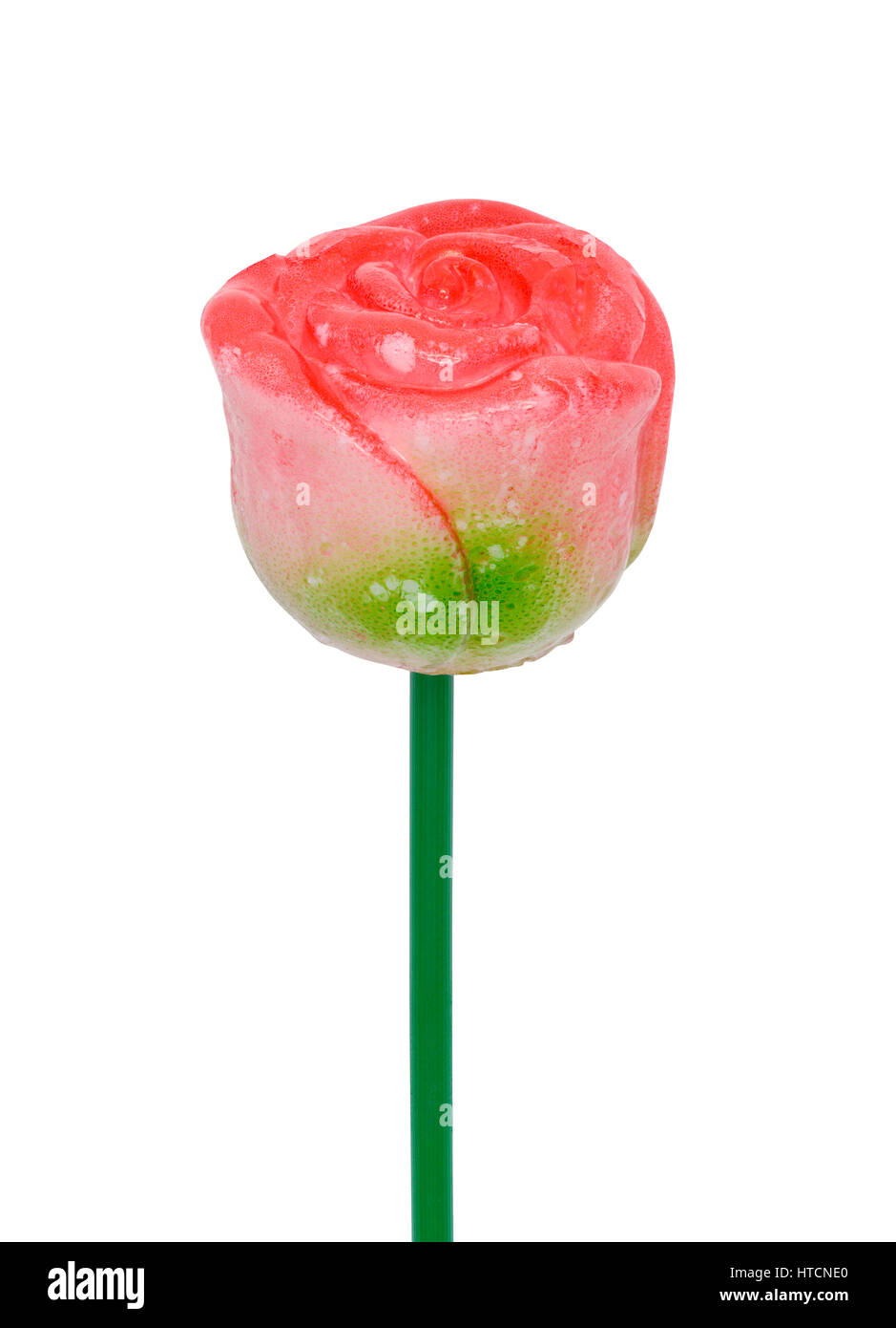 Candy Rose Lollipop Isolated on White Background. Stock Photo