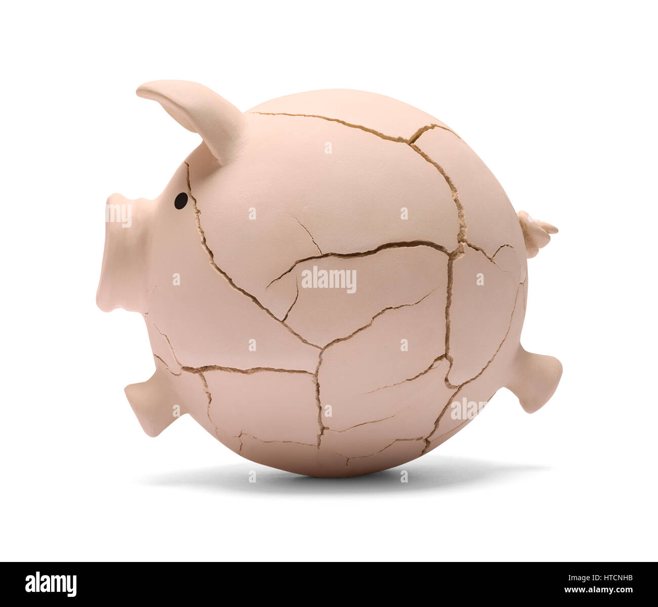 Fully Stuffed Pibby Bank That is Breaking Apart Isolated on White Background. Stock Photo