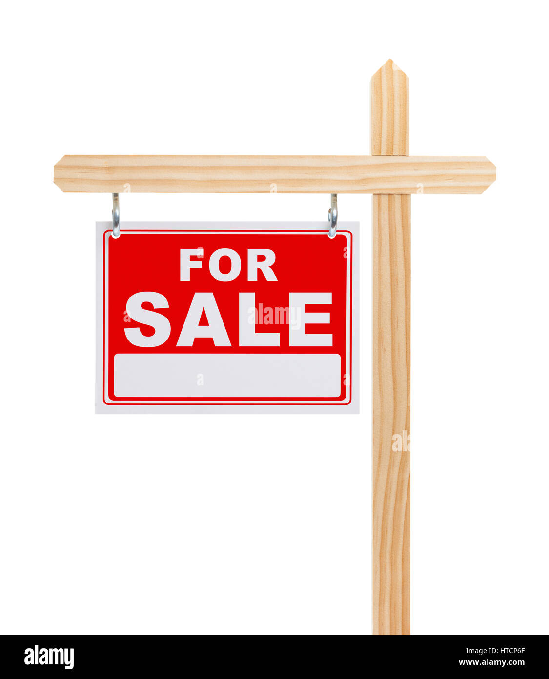 For Sale Sign With Copy Space Isolated on White Background Stock Photo