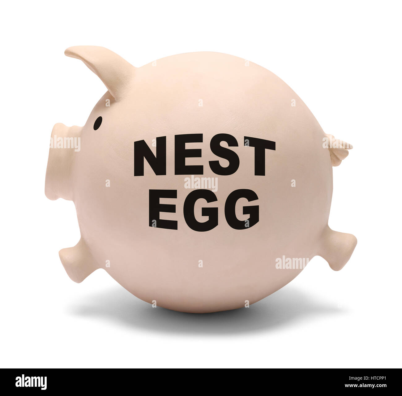 Fat Nest Egg Piggy Bank Isolated on White Background. Stock Photo