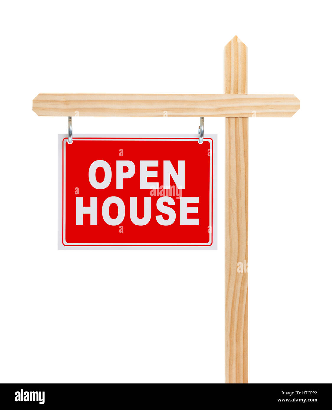 Open House Real Estate Sign Isolated on White Background. Stock Photo