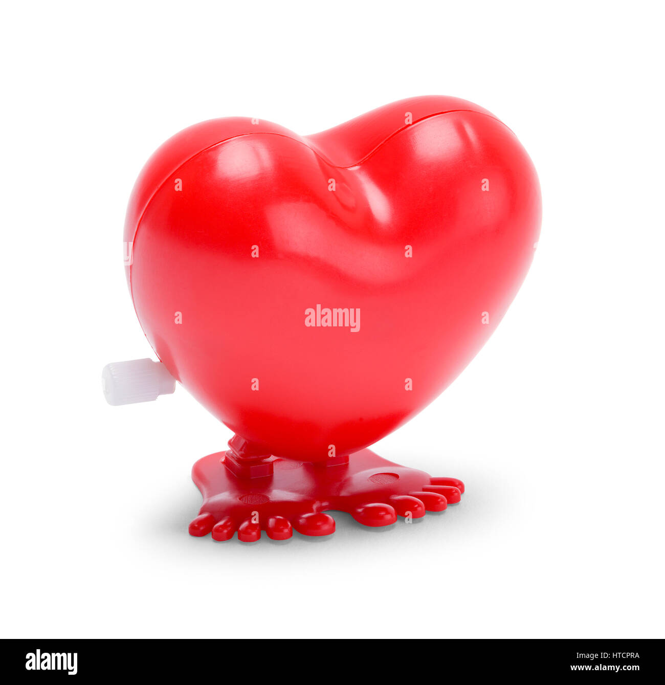 Red Valentines Jumpy Heart Toy Isolated on White Background. Stock Photo