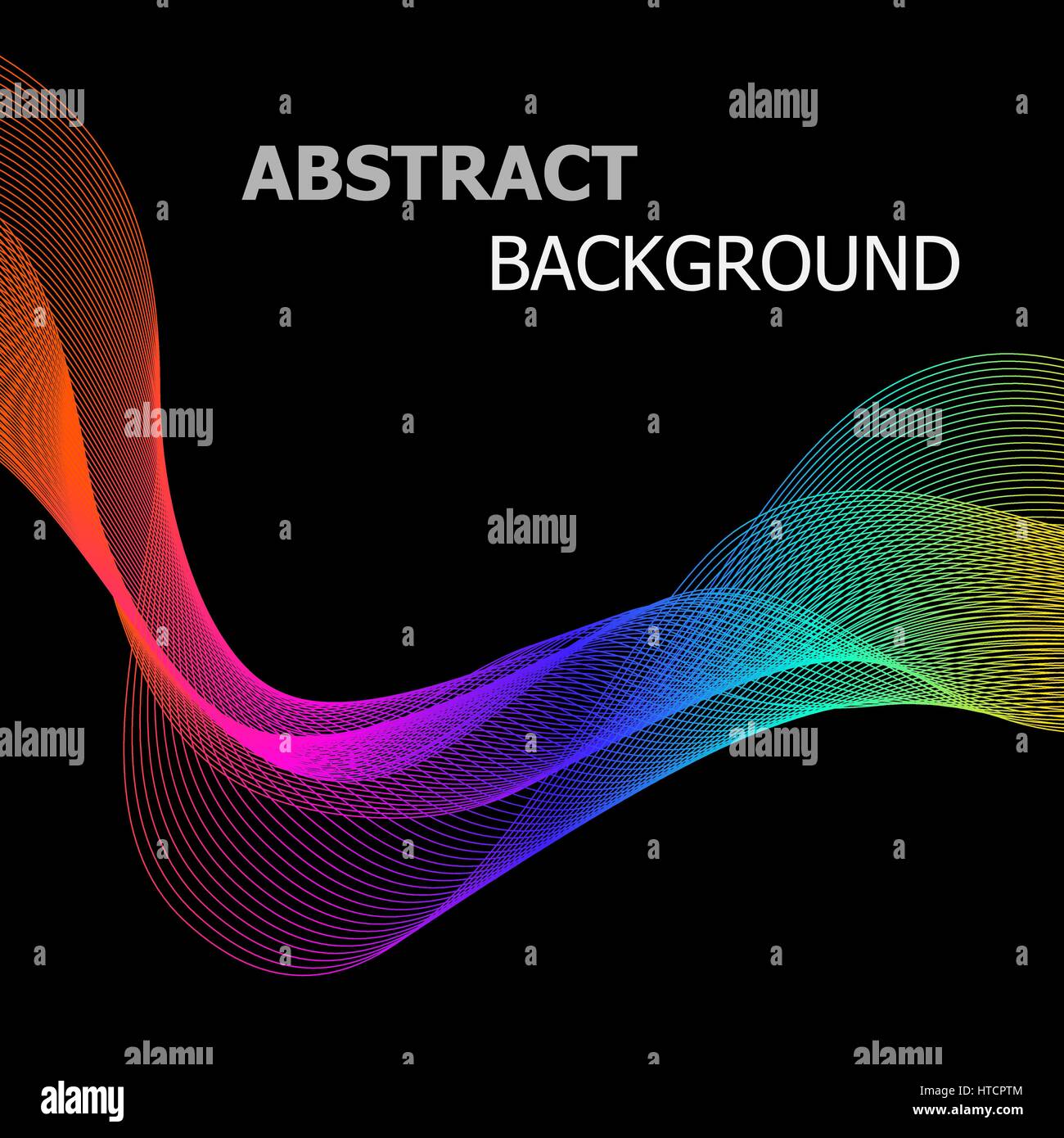 Abstract background with colorful line wave on black, stock vector ...