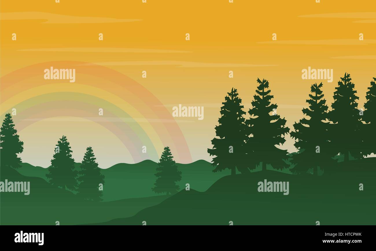 Silhouette of hill with spruce landscape Stock Vector Image & Art - Alamy