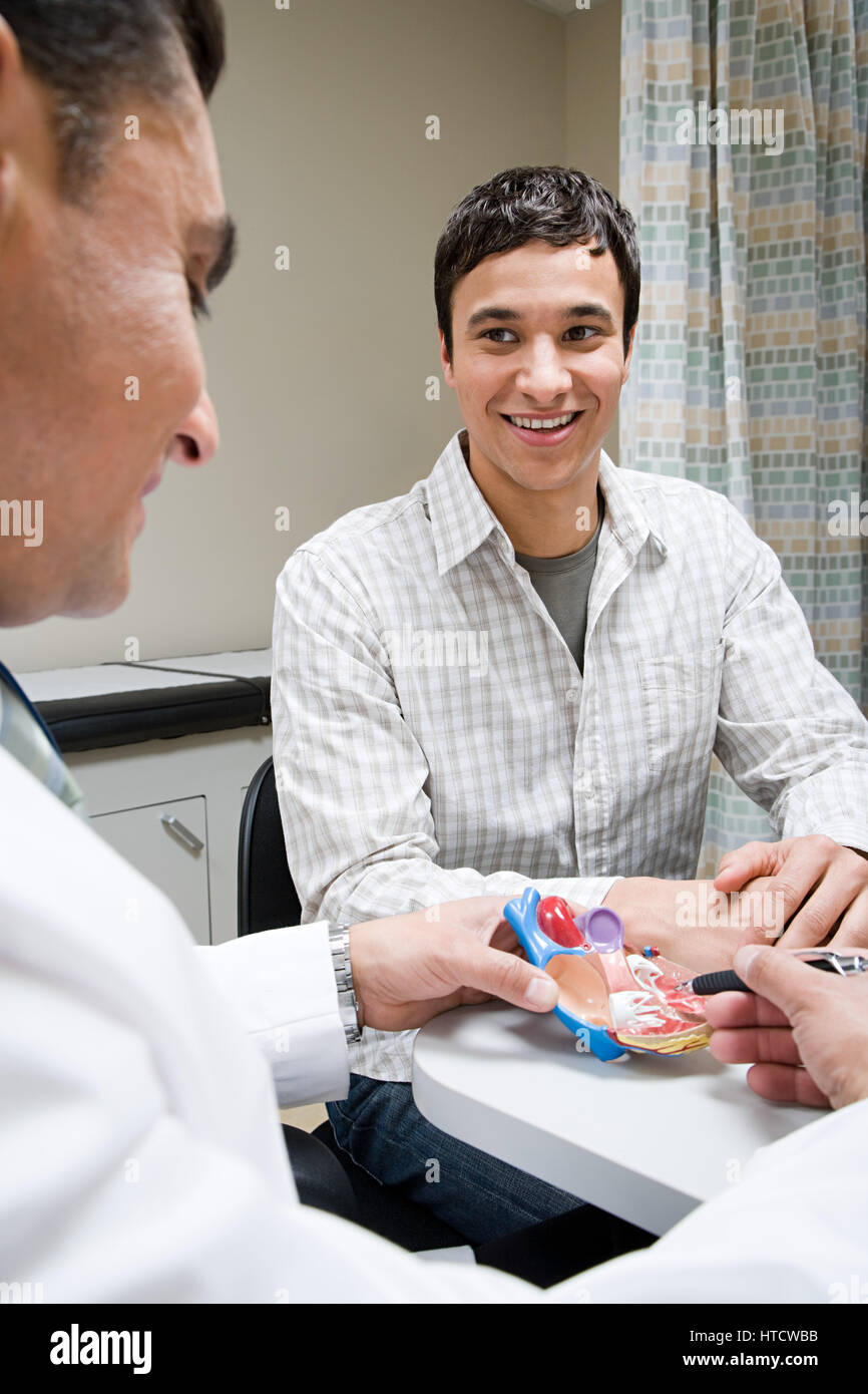 Doctor and patient with model heart Stock Photo