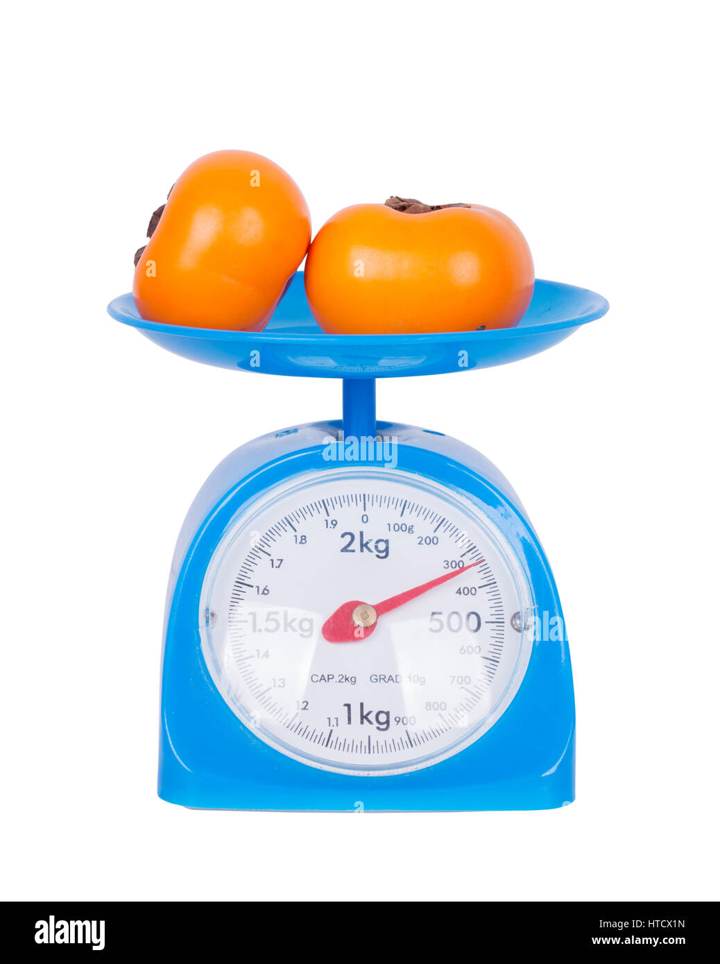 https://c8.alamy.com/comp/HTCX1N/persimmon-on-kitchen-scale-isolated-on-white-background-with-clipping-HTCX1N.jpg