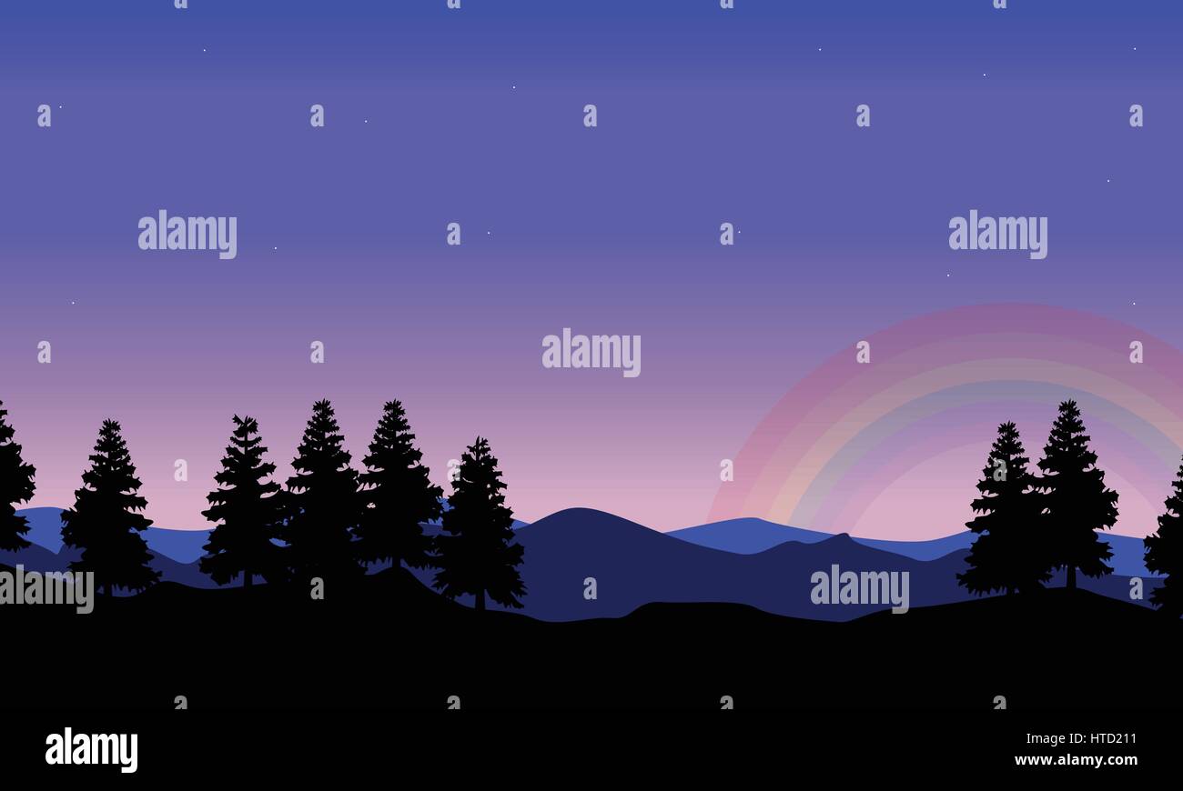 Spruce on the hill with rainbow landscape Stock Vector Image & Art - Alamy