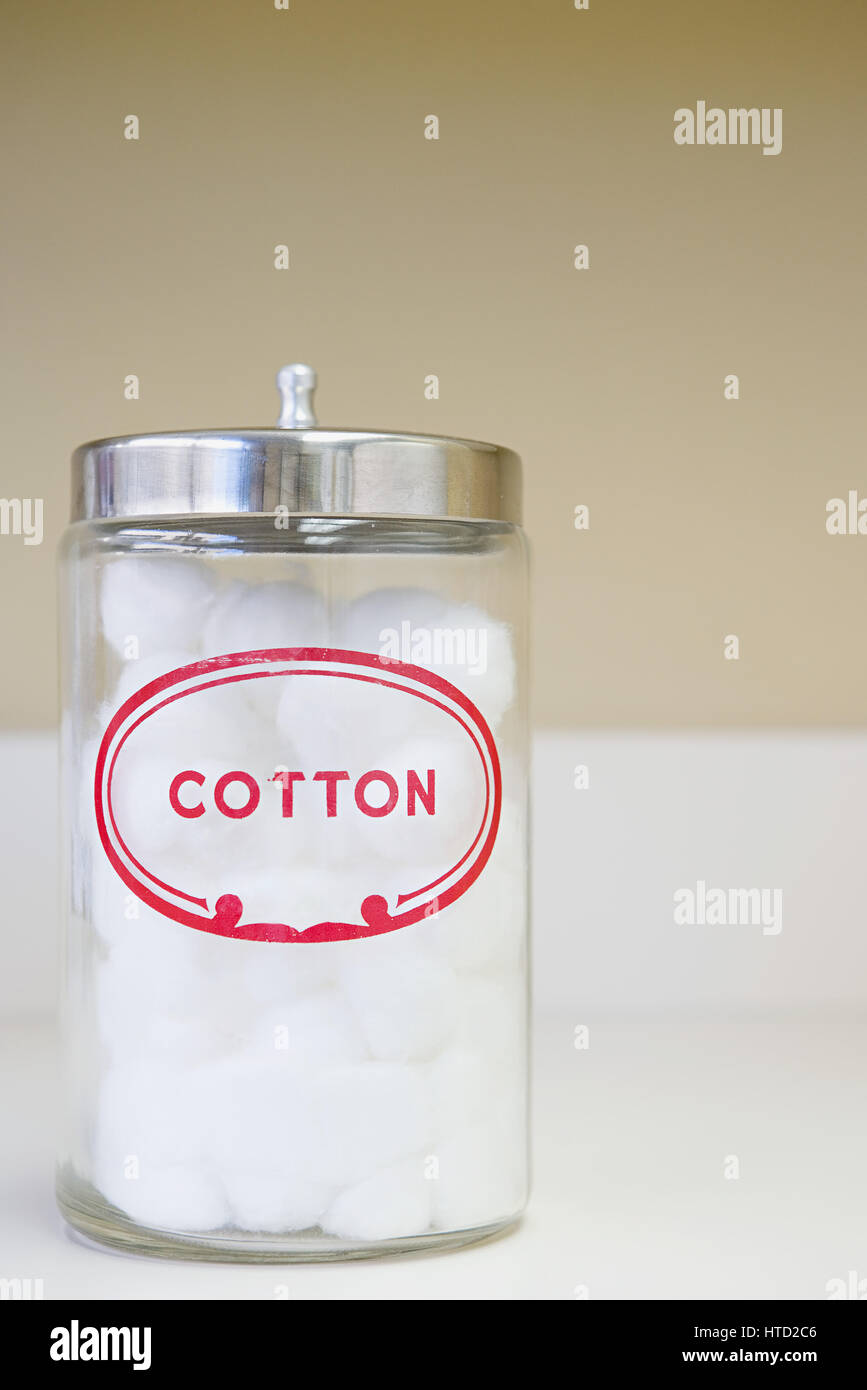 Jar of cotton wool Stock Photo Alamy
