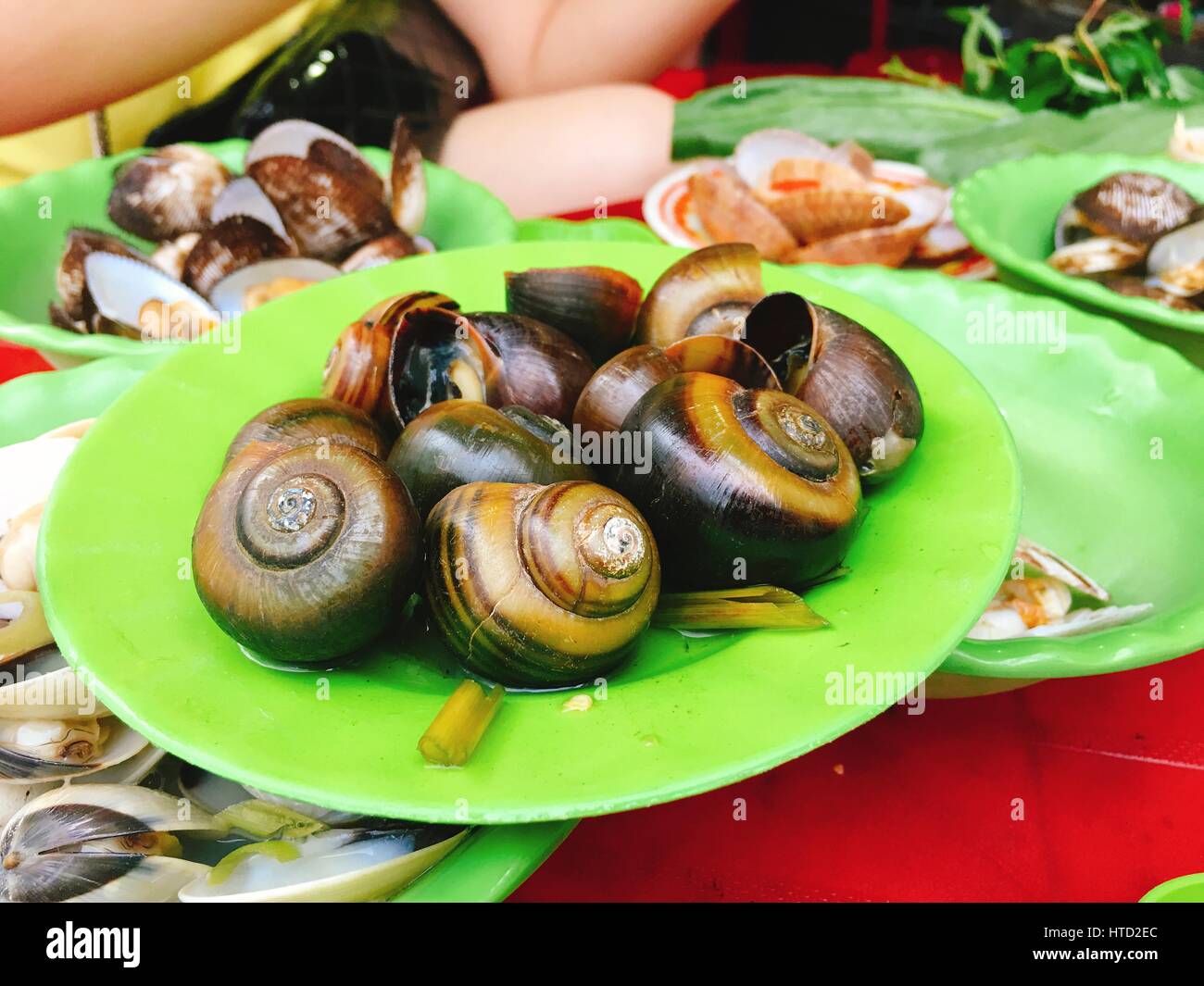 Vietnamese steamed snails on dish for street food Stock Photo Alamy