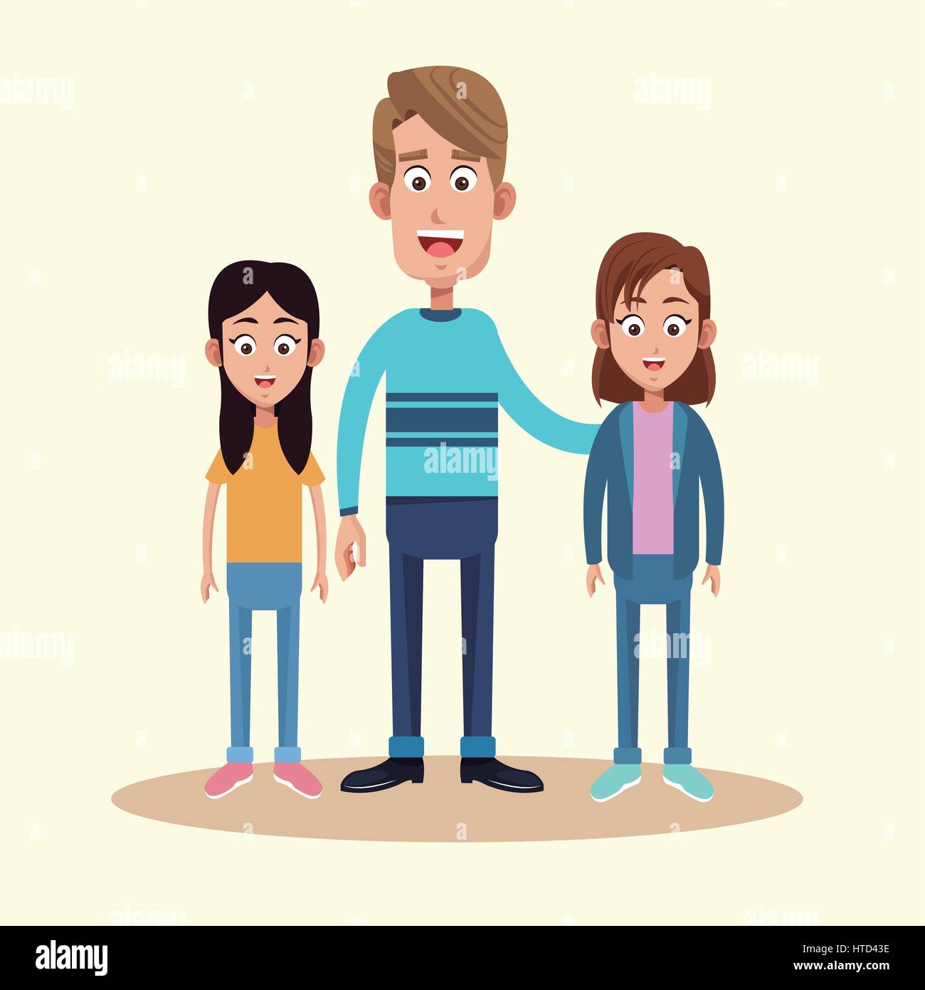 father with two daughter Stock Vector Image & Art - Alamy