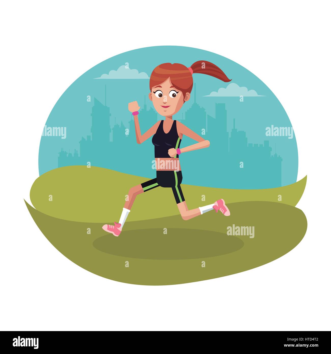 sport girl running urban background Stock Vector Image & Art - Alamy