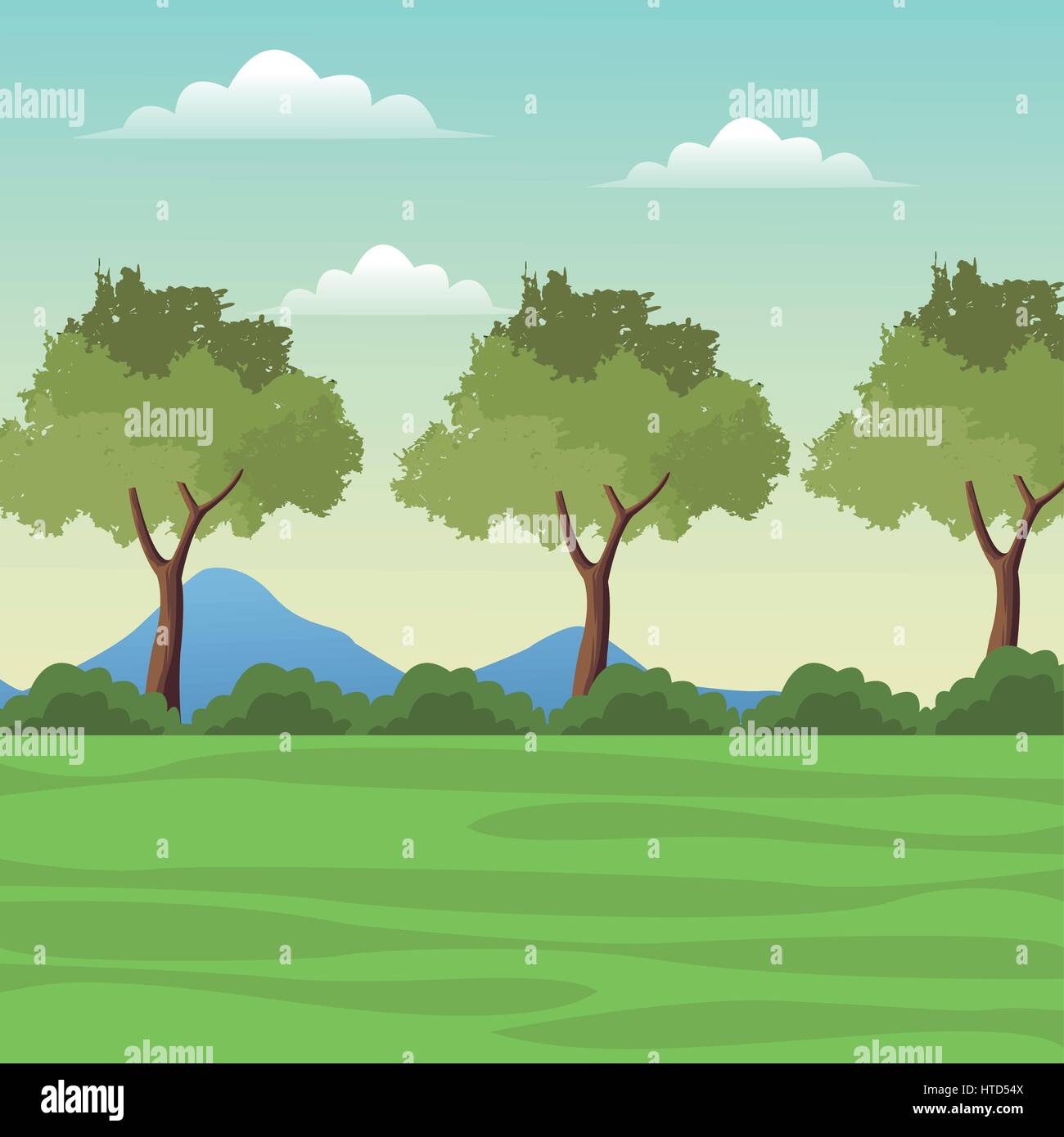 landscape tree mountain grass Stock Vector Image & Art - Alamy