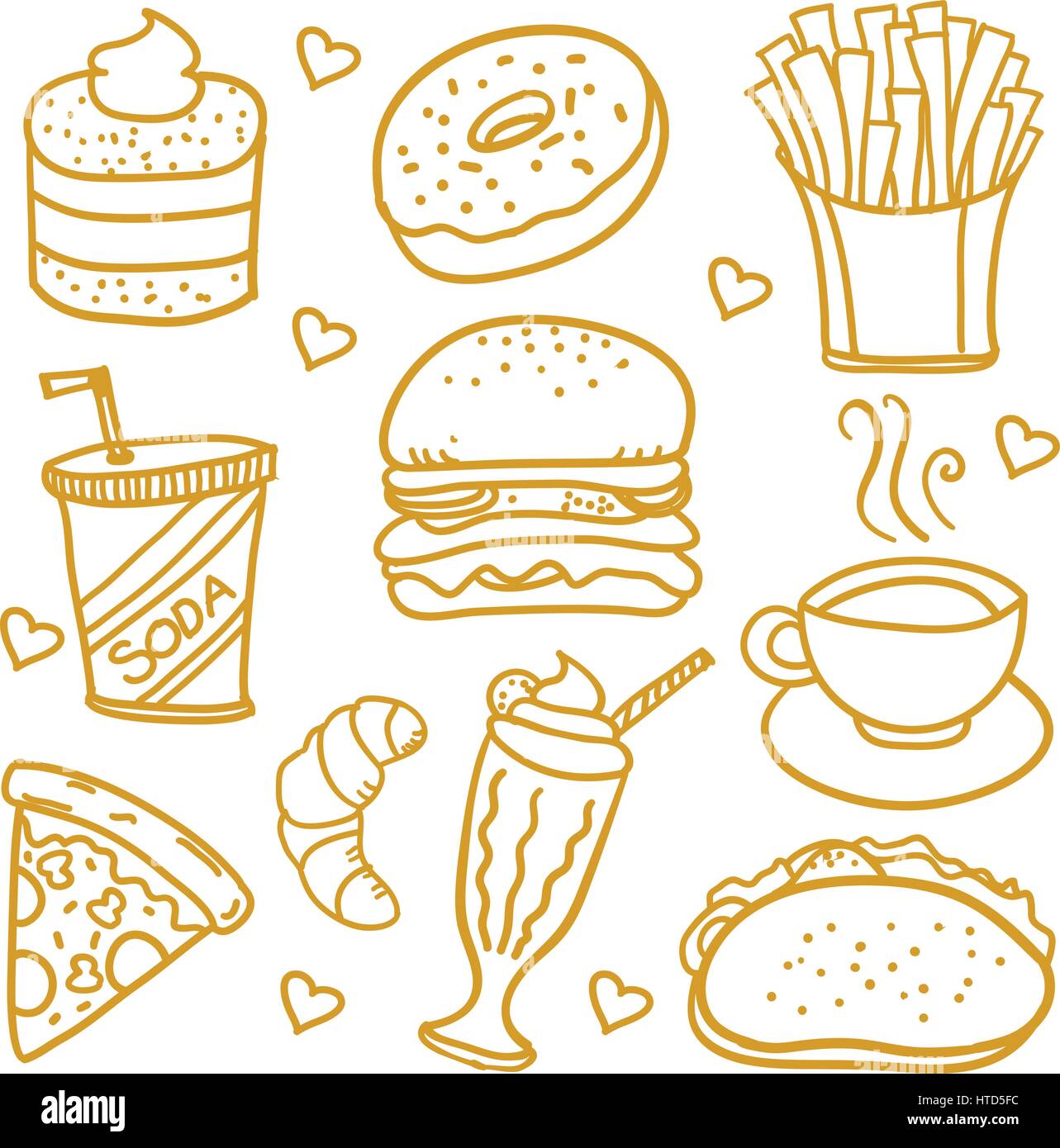 Illustration vectorof fast food doodles Stock Vector Image & Art - Alamy