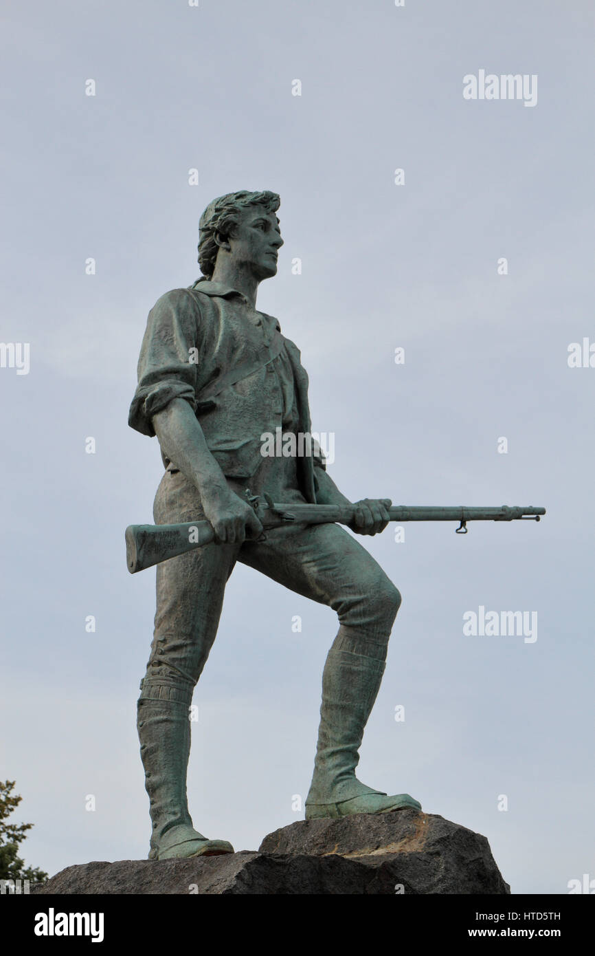 The Lexington Minuteman statue by Henry Hudson Kitson, Lexington, Massachusetts, United States. Stock Photo