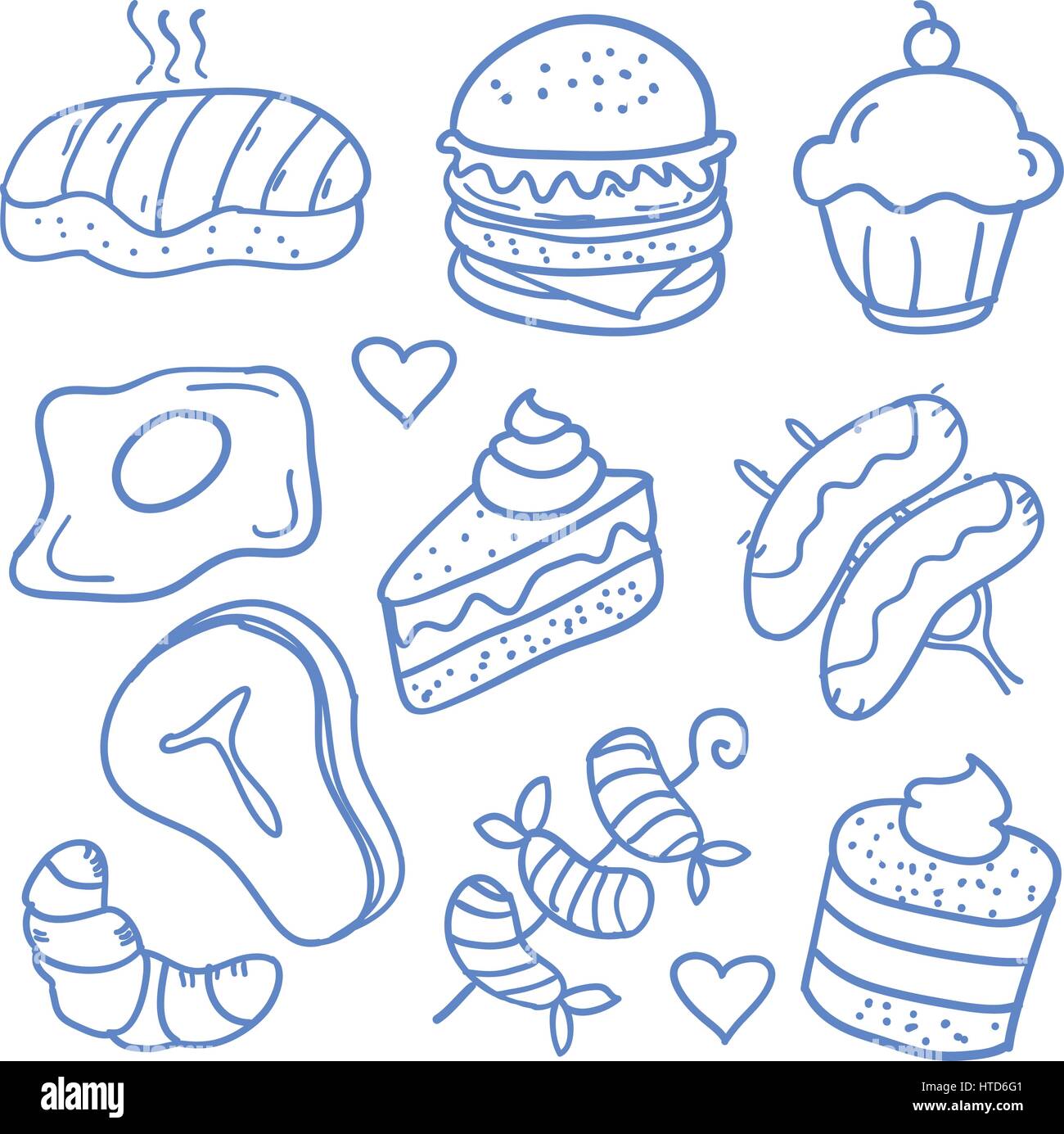 Food various object of doodle set Stock Vector Image & Art - Alamy