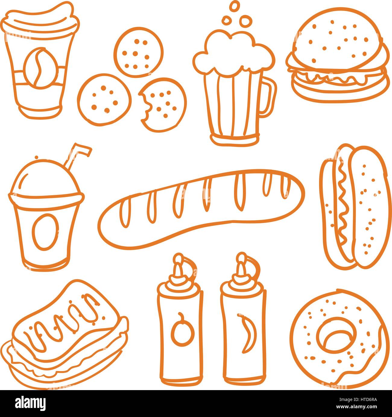 Fast food various of doodle set Stock Vector Image & Art - Alamy