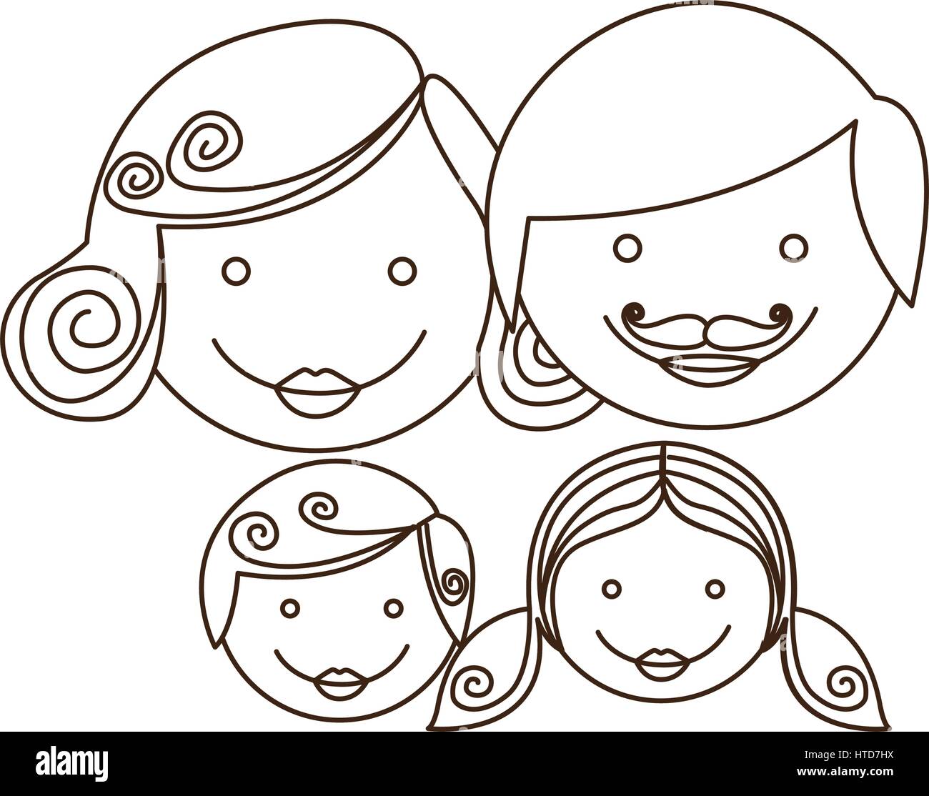 Sketch Silhouette Cartoon Family Faces Stock Vector Image Art Alamy