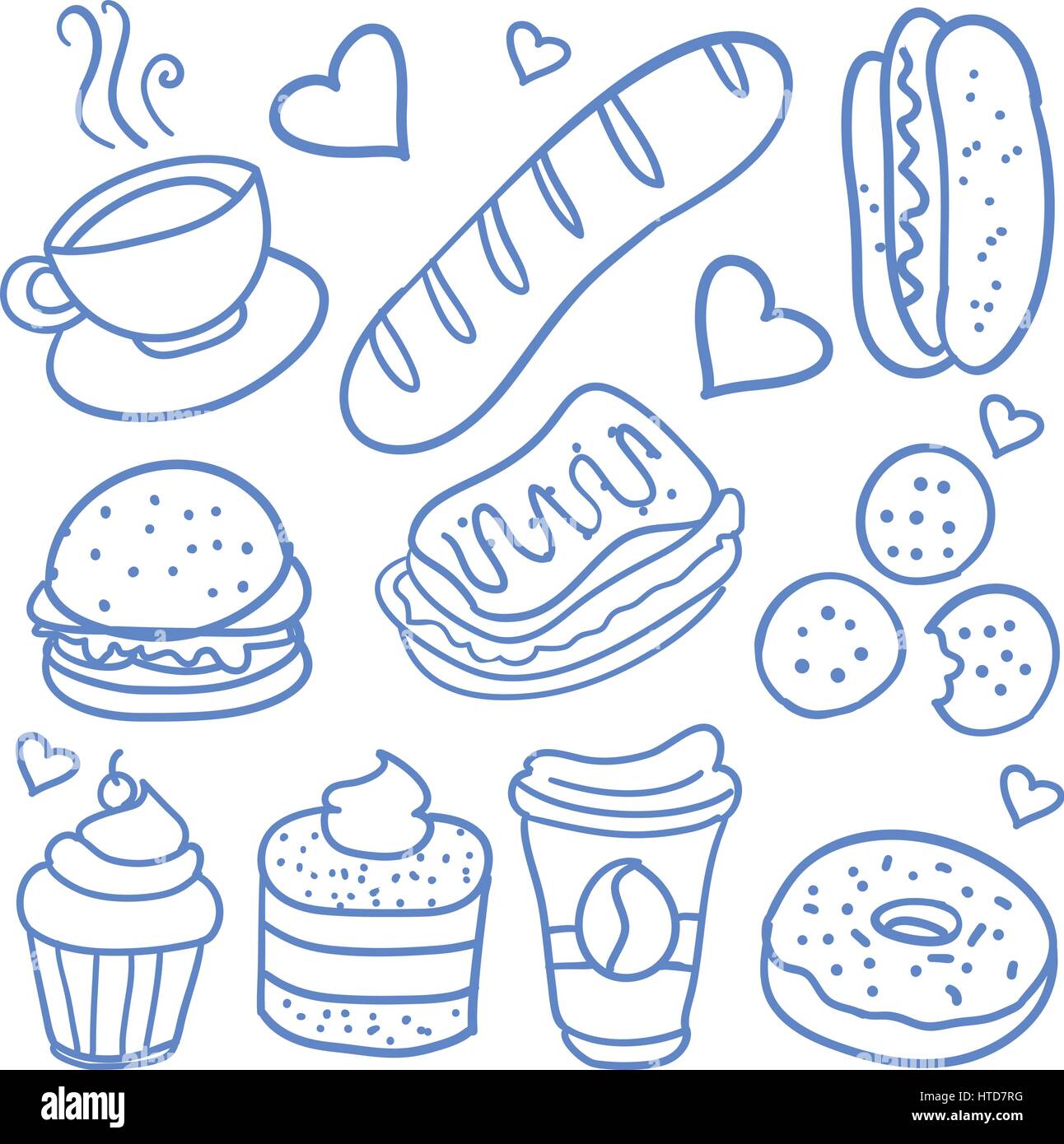 Doodle of fast food style collection Stock Vector Image & Art - Alamy