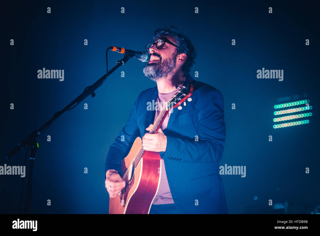 Venaria, Italy. 09th Mar, 2017. Brunori Sas (real name Dario Brunori) performing live on stage at the Teatro della Concordia in Venaria for his 'A casa tutto bene' tour 2017 concert Credit: Cronos Foto/Alamy Live News Stock Photo