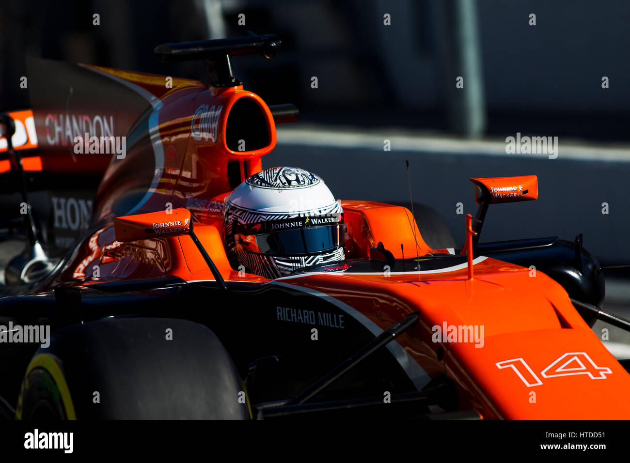Barcelona, ESPANA - MARCH 09, 2017: Alonso during the FORMULA ONE TEST ...
