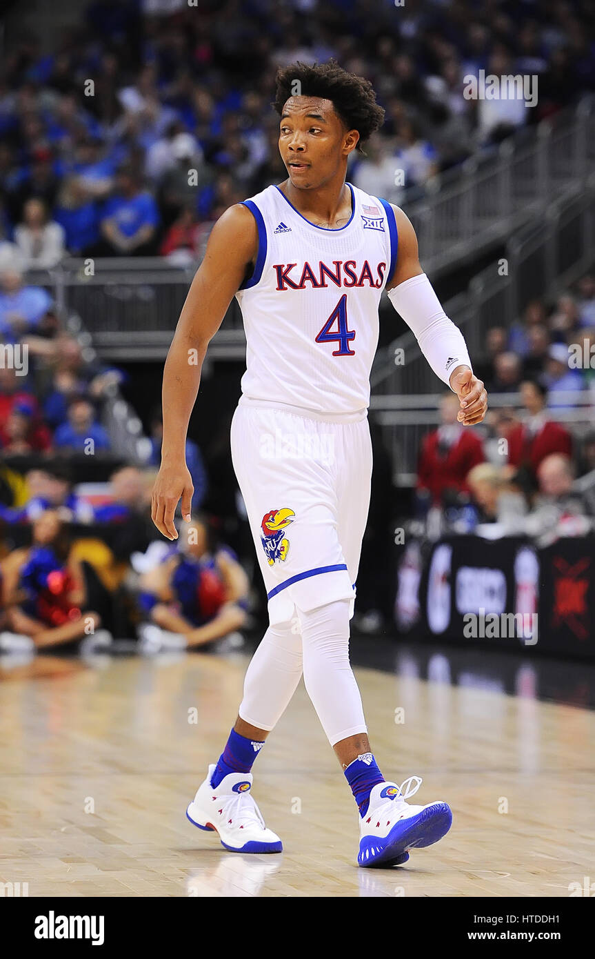 March 09, 2018:Kansas Jayhawks guard Devonte' Graham (4) is