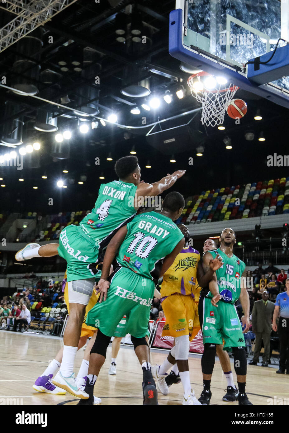 Newcastle upon Tyne, England, 27 April 2018. Eddie Matthew playing for Plymouth  Raiders against Newcastle Eagles in a British Basketball League match at  Sport Central. Credit: Colin Edwards/Alamy Live News Stock Photo 