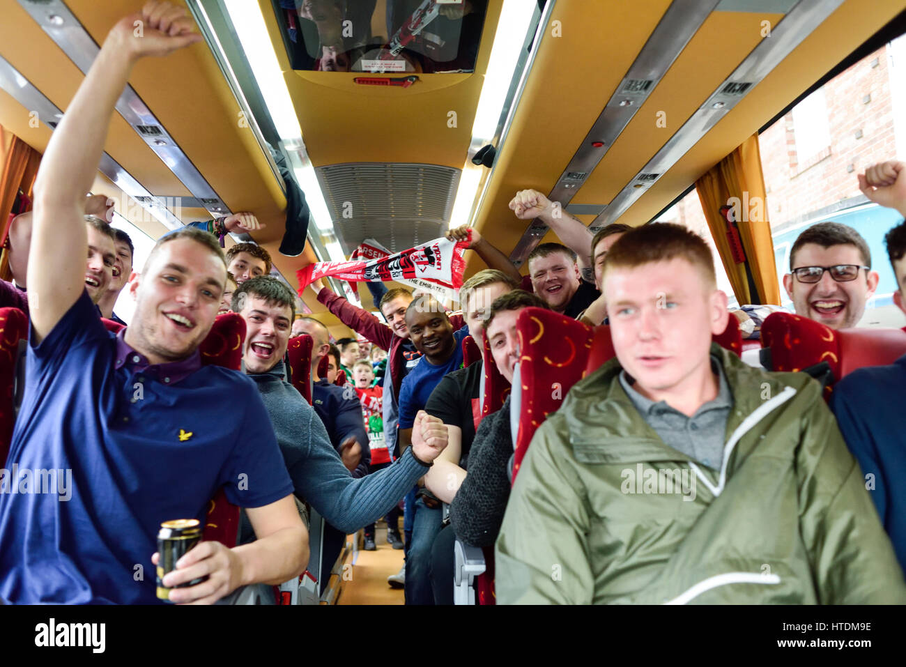 Lincoln, UK. 11th Mar, 2017. #Impvasion has begun Thousands of non-league Lincoln city fans making their way to the Emirates ground to take on Arsenal in the sixth round of the FA Cup. Credit: Ian Francis/Alamy Live News Stock Photo
