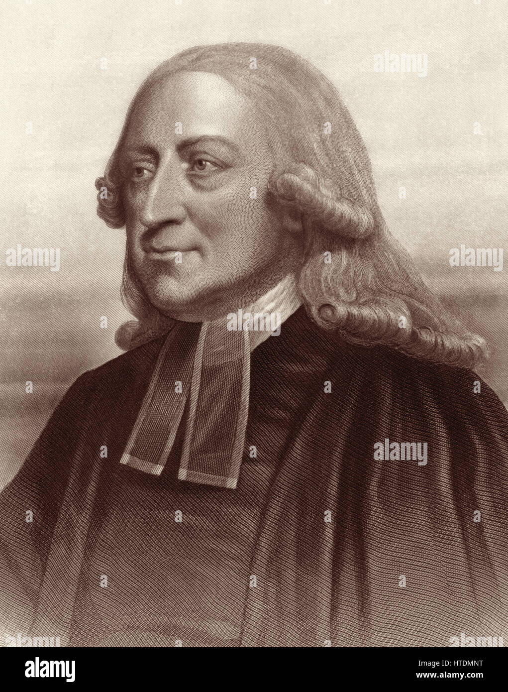 Engraving of John Wesley (1703-1791) by Alexander Hay Ritchie, c1873 (from painting by J. Jackson, R.A.). Stock Photo