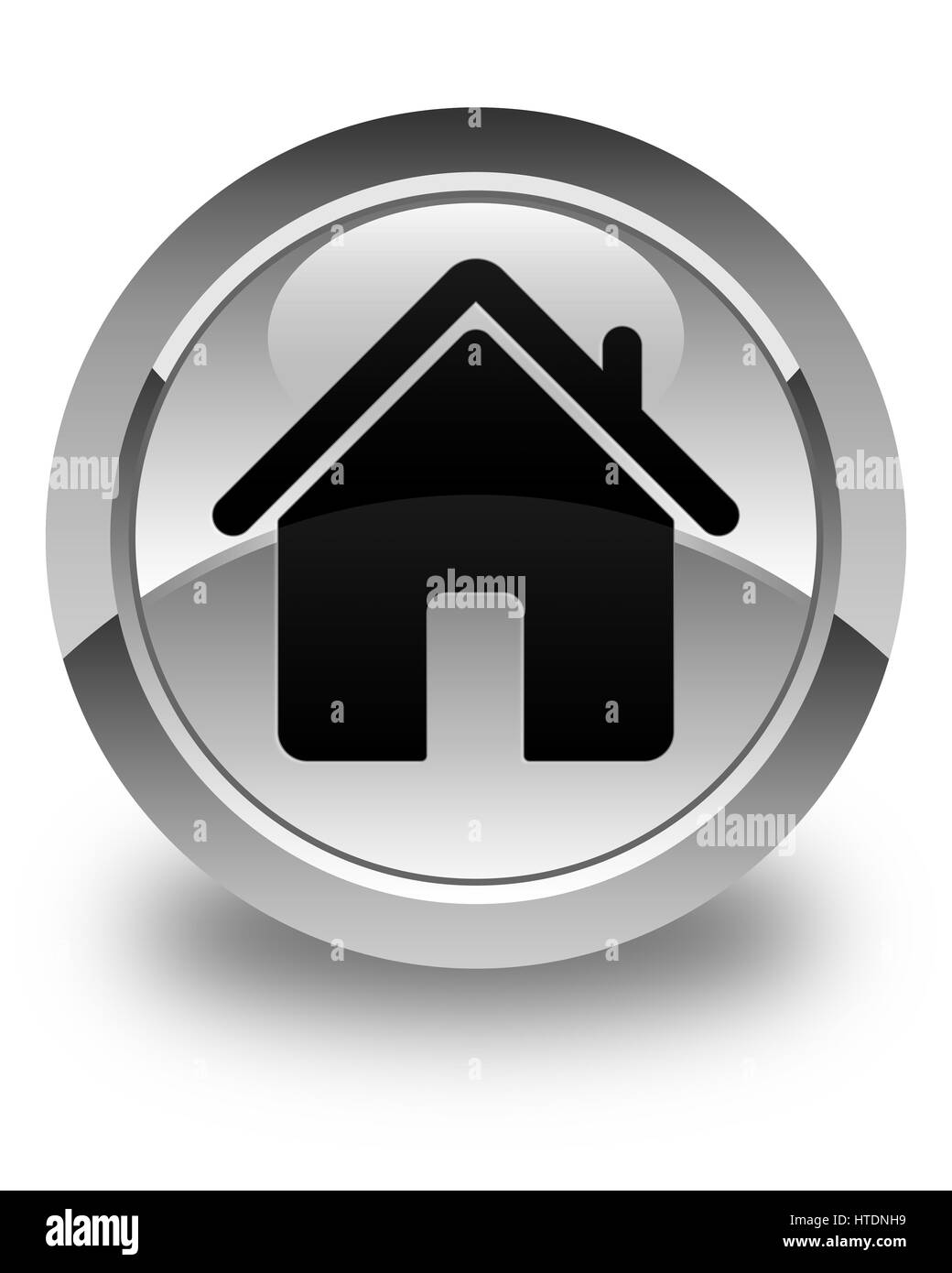Home icon isolated on glossy white round button abstract illustration Stock Photo