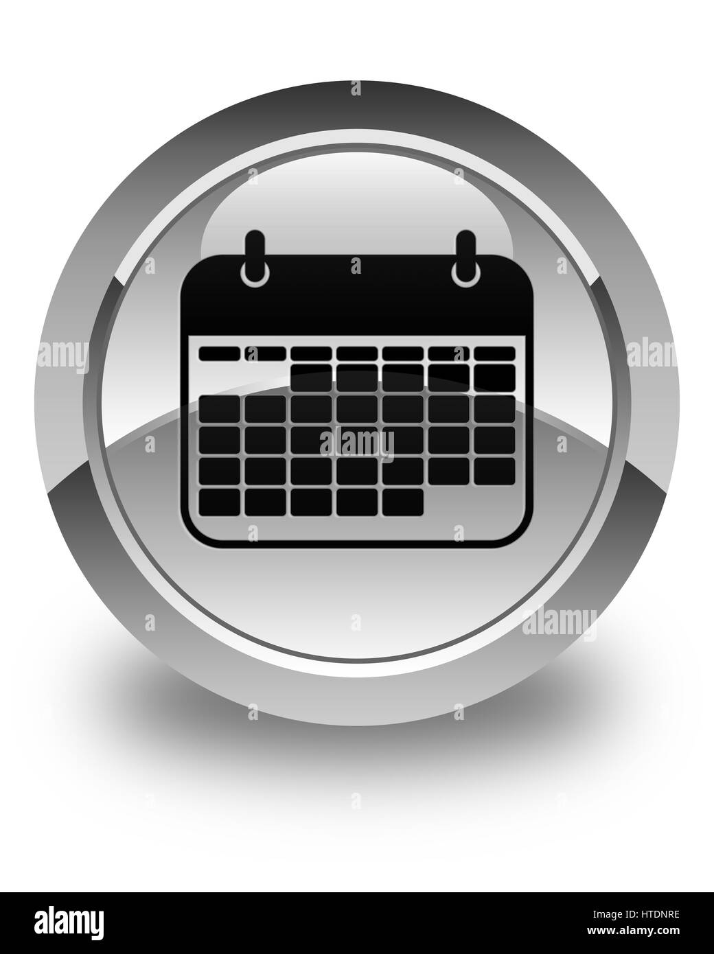 Calendar icon isolated on glossy white round button abstract ...
