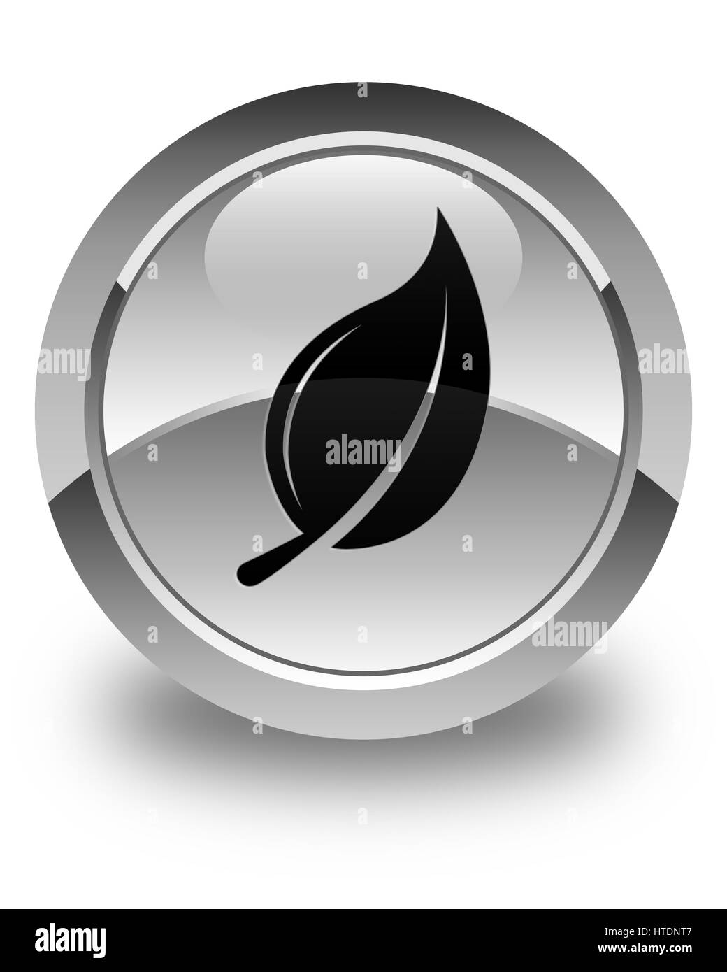 Leaf icon isolated on glossy white round button abstract illustration ...
