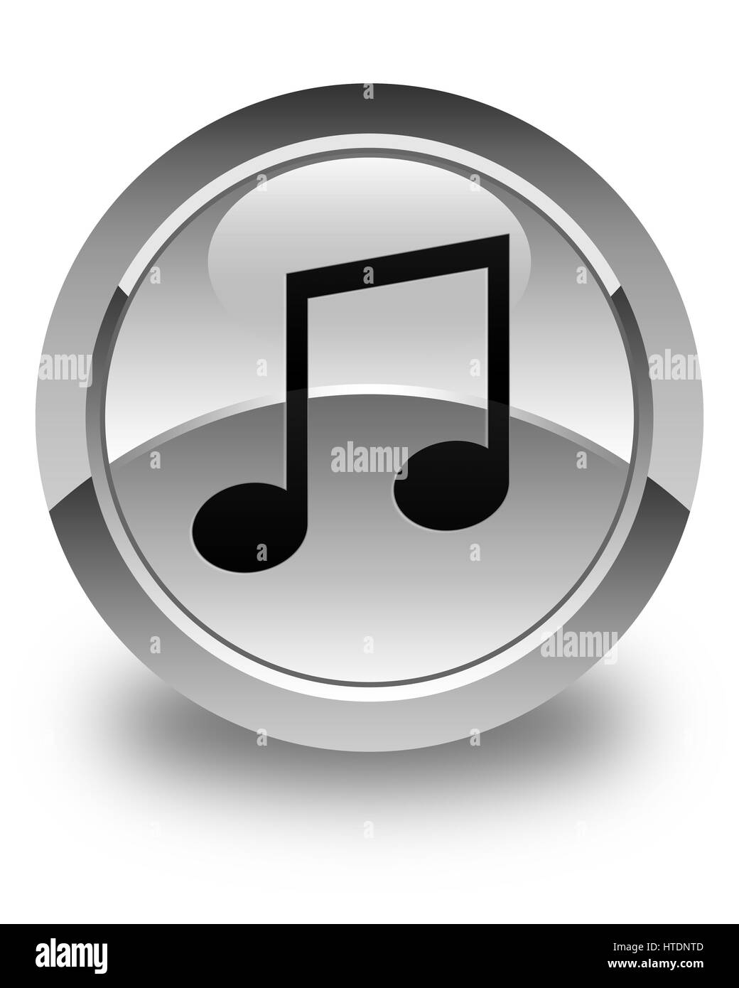 Music icon isolated on glossy white round button abstract illustration Stock Photo