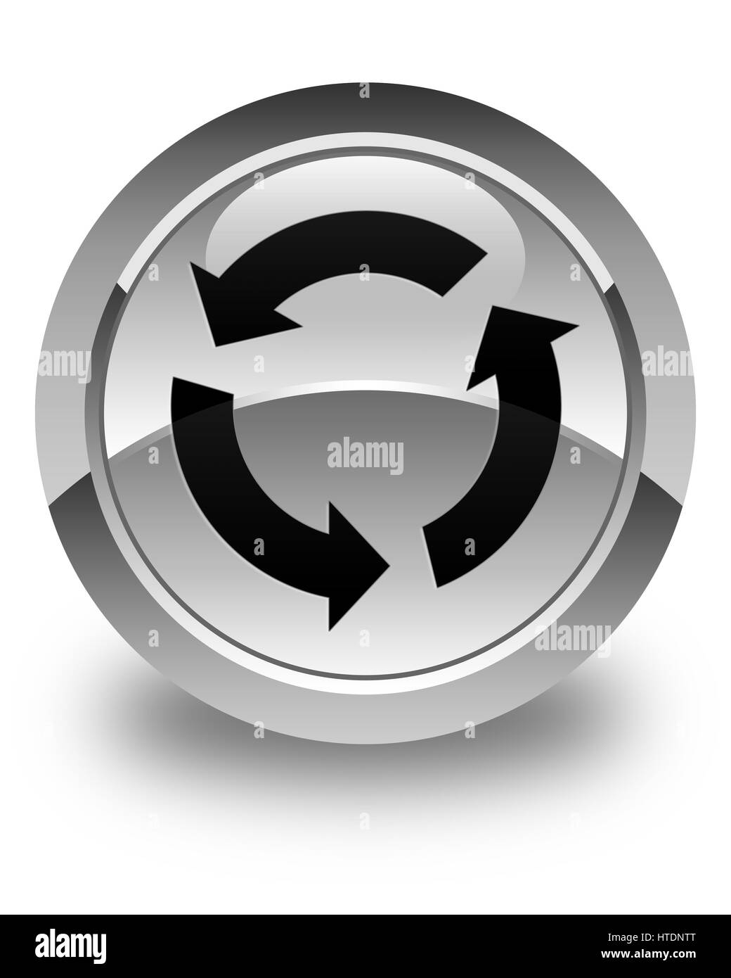 Refresh icon isolated on glossy white round button abstract illustration Stock Photo