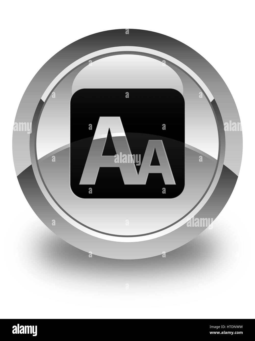 Font size box icon isolated on glossy white round button abstract ...