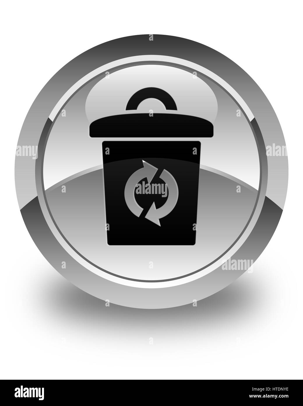 Trash icon isolated on glossy white round button abstract illustration Stock Photo