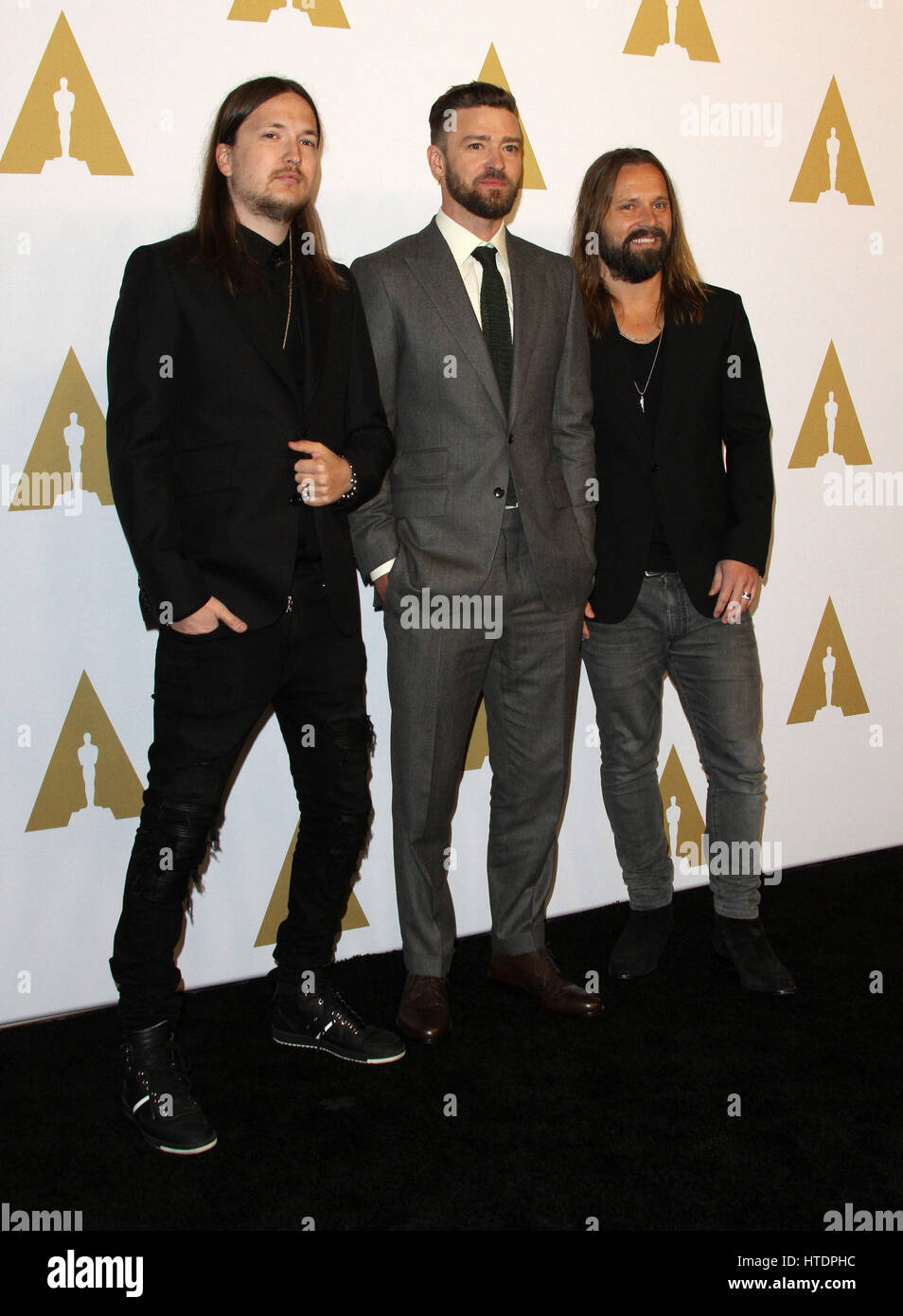 89th Oscars Nominees Luncheon 2017 held in the Grand Ballroom at the Beverly Hilton Hotel in Beverly Hills.  Featuring: Songwriters Shellback, Justin Timberlake, Max Martin Where: Los Angeles, California, United States When: 06 Feb 2017 Stock Photo