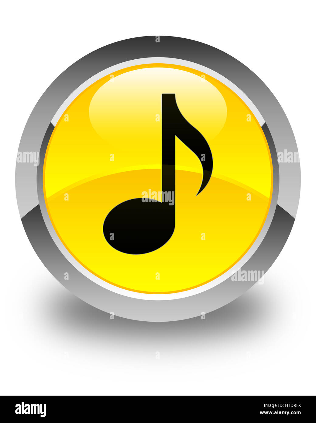 Music Luxurious Glossy Yellow Round Button Abstract Stock