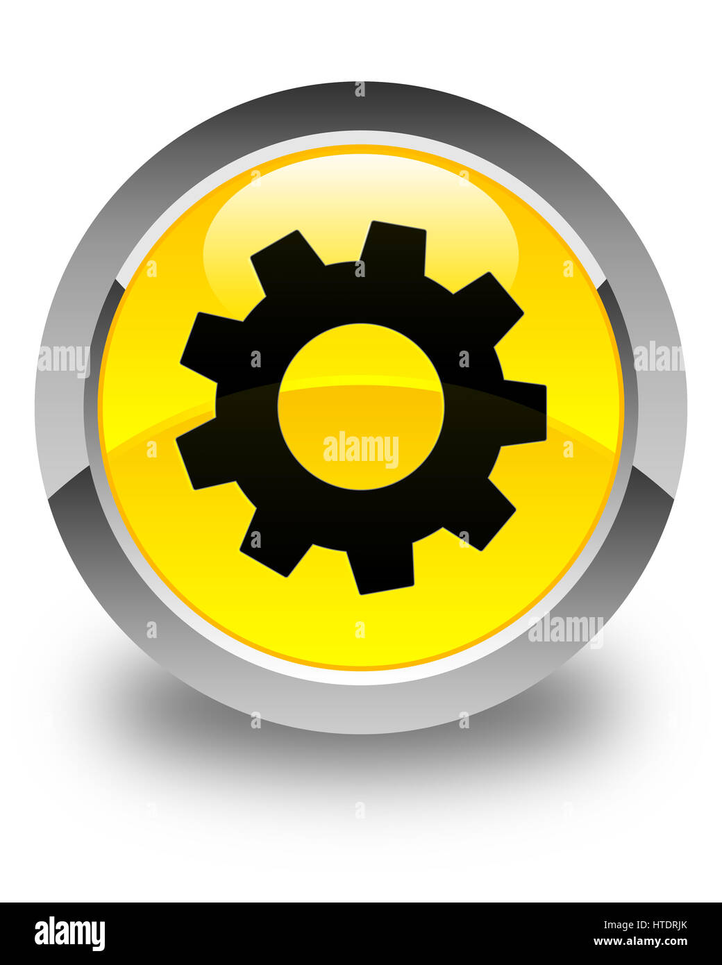 Yellow gear symbol process Cut Out Stock Images & Pictures - Alamy