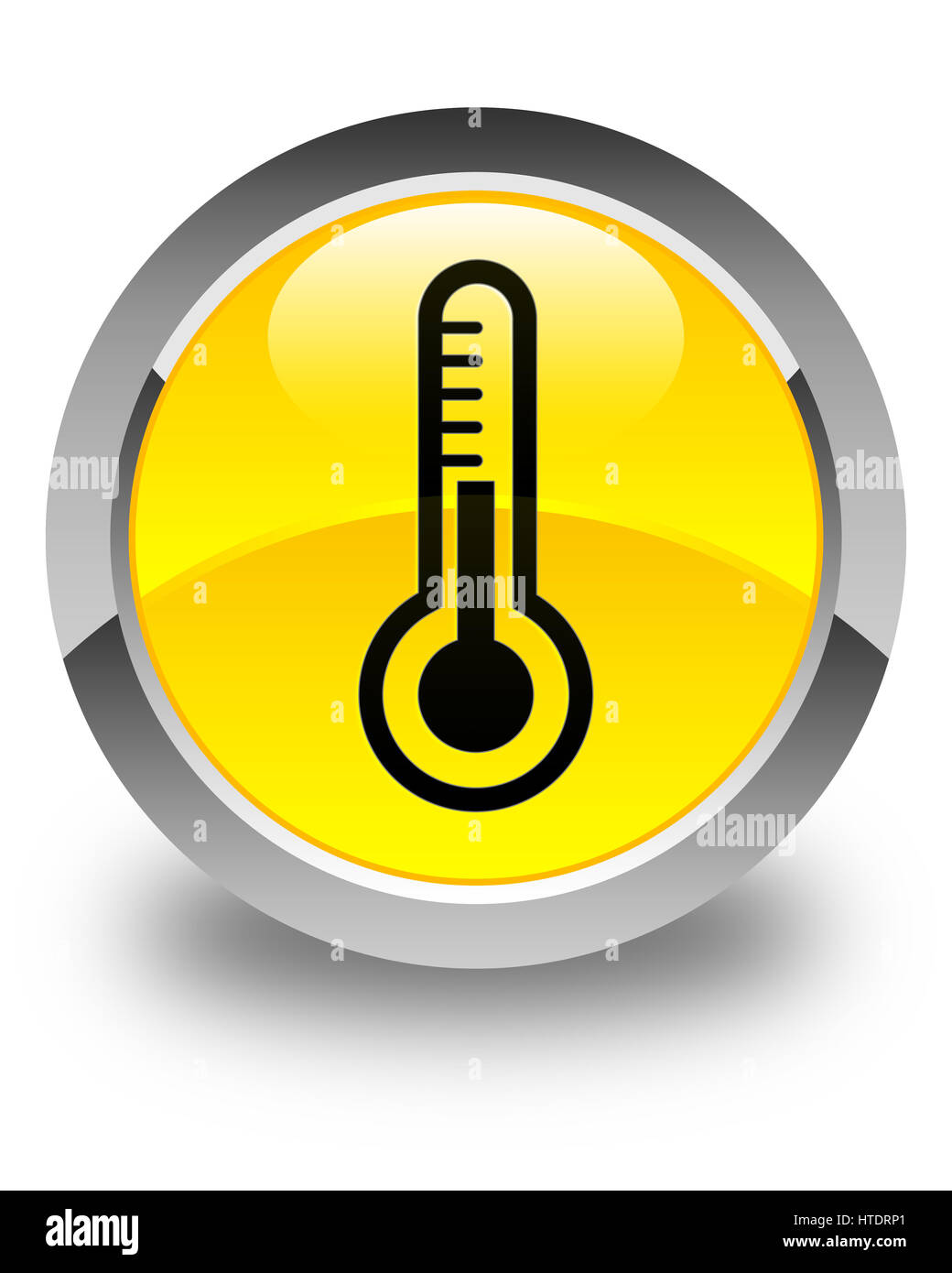 Thermometer icon isolated on glossy yellow round button abstract illustration Stock Photo