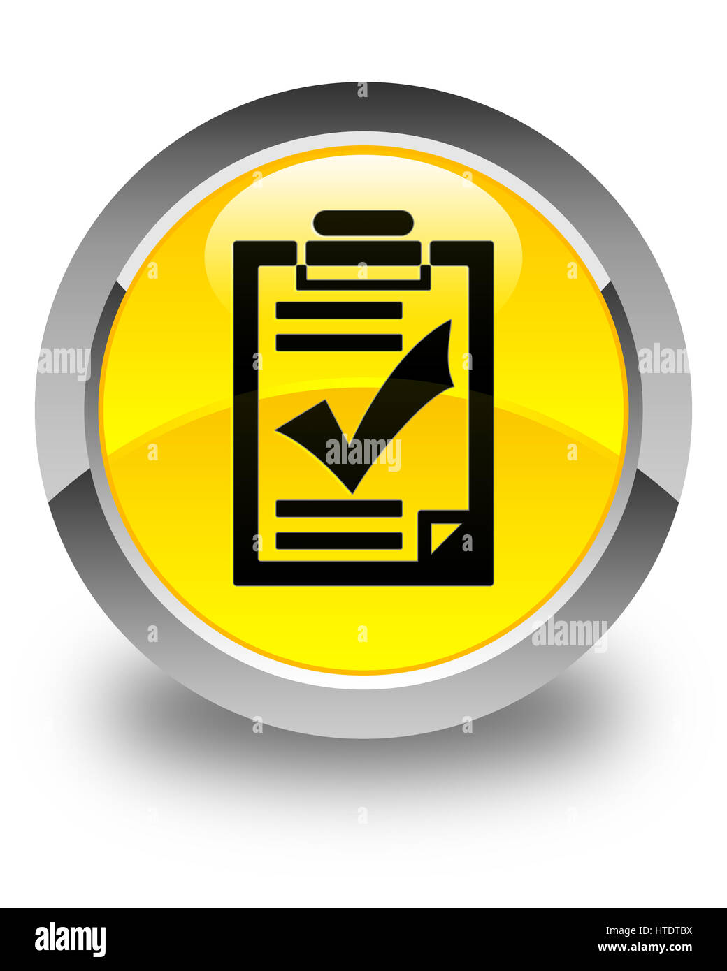 Checklist icon isolated on glossy yellow round button abstract ...