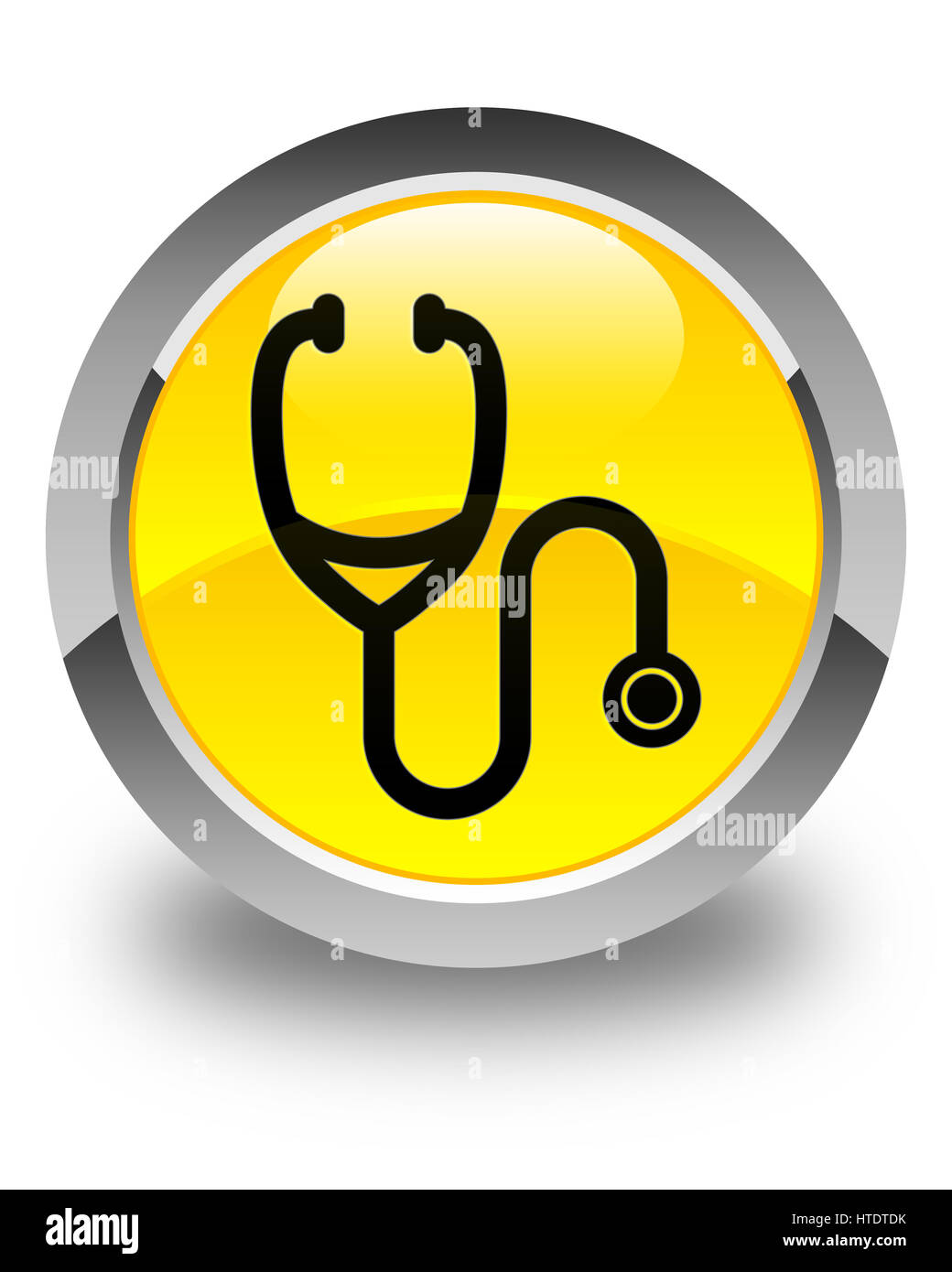 Stethoscope icon isolated on glossy yellow round button abstract ...
