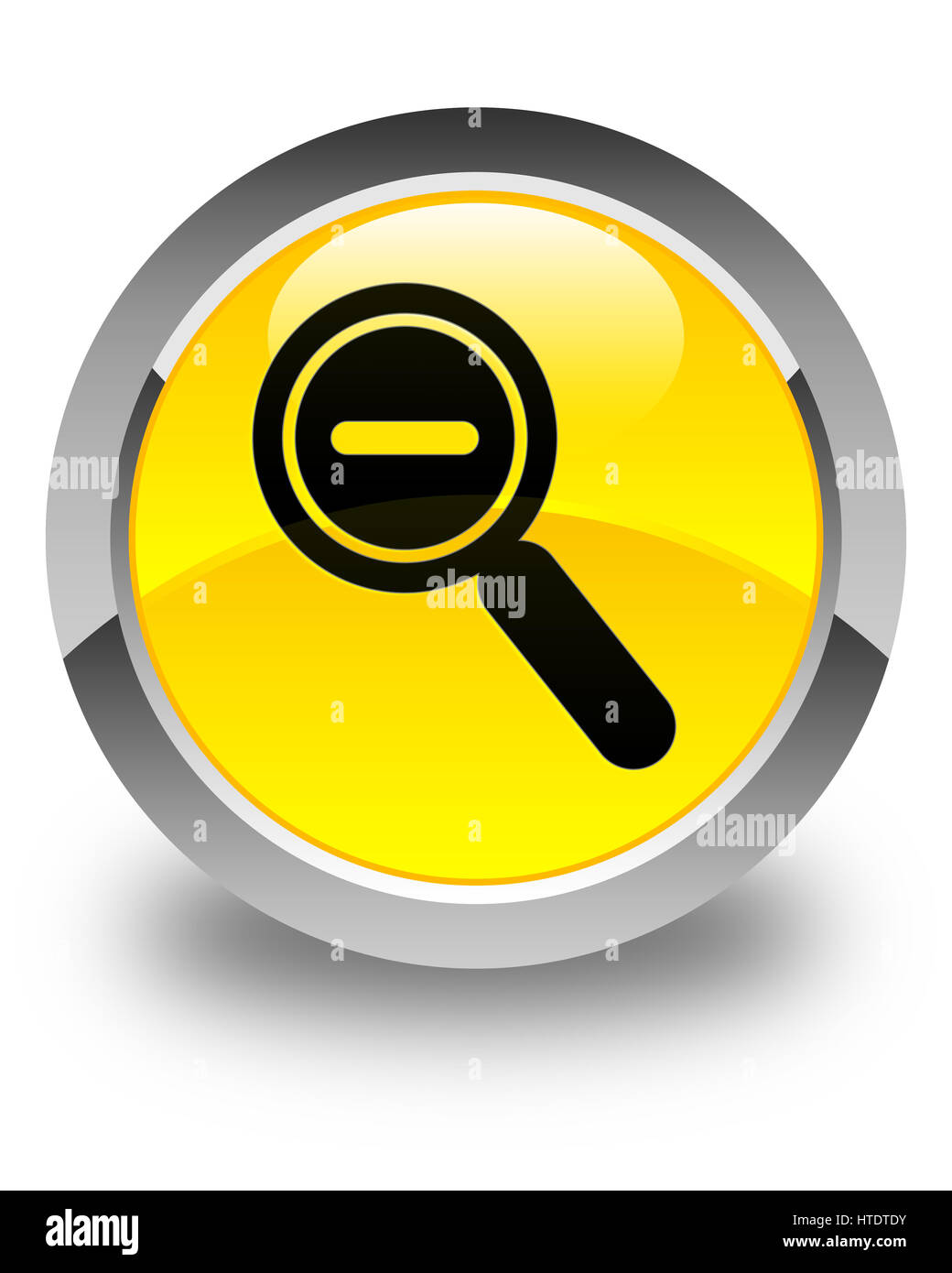 Zoom out icon isolated on glossy yellow round button abstract illustration Stock Photo