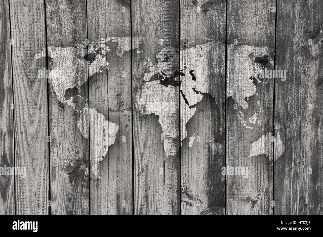 Map of the world on weathered wood Stock Photo - Alamy