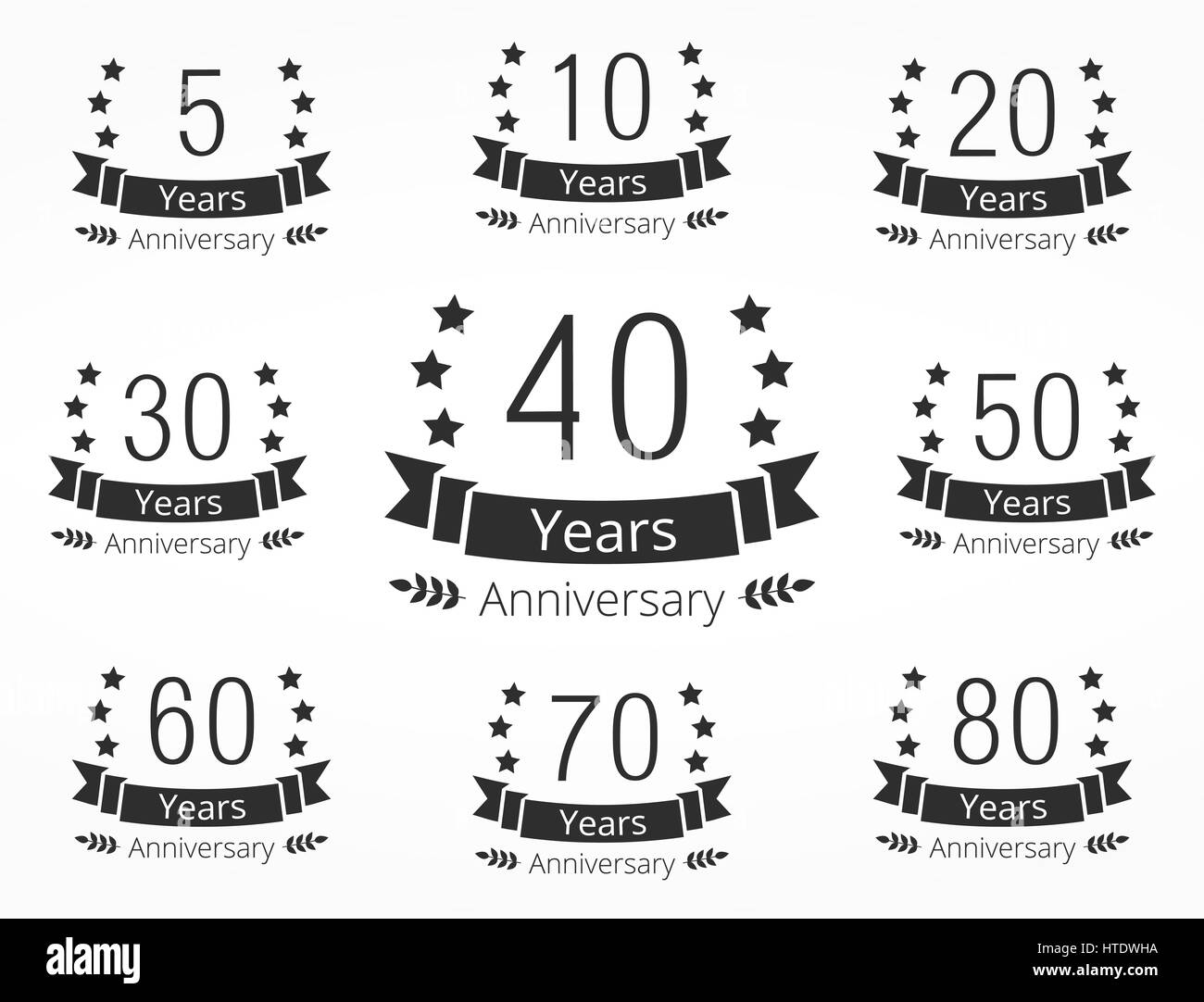 Set of anniversary emblems Stock Photo