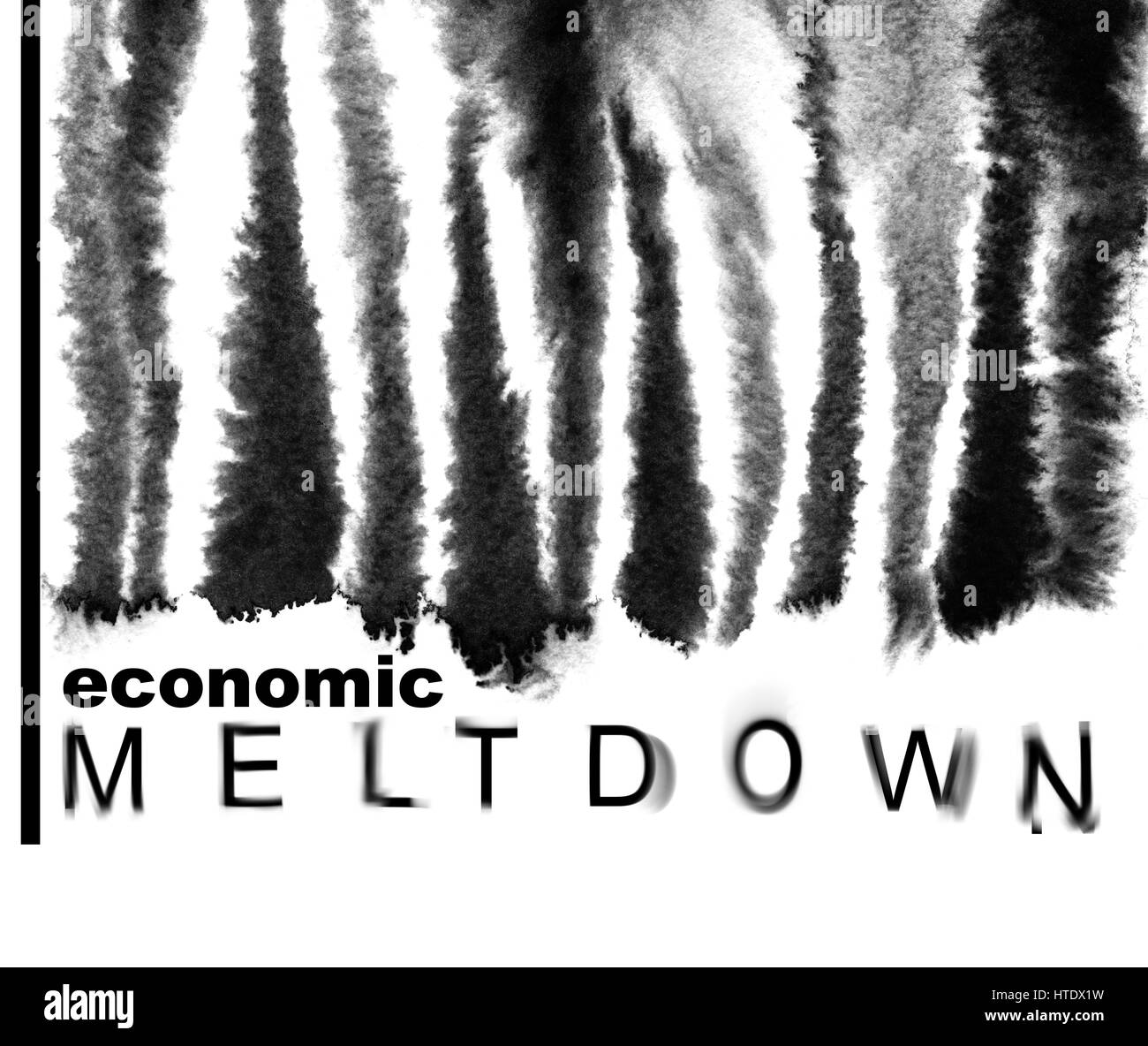 Economic meltdown. Melted down bar-code. Economic recession concept Stock Photo