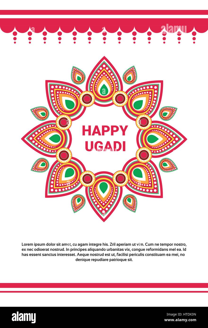 Happy Ugadi Gudi Padwa Hindu New Year Greeting Card Holiday Stock Vector
